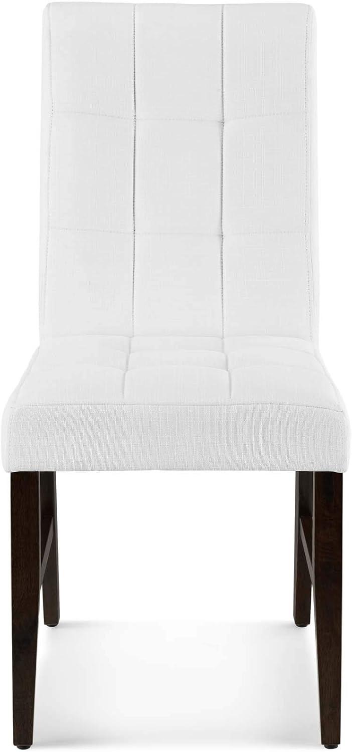 Modway Promulgate Biscuit Tufted Upholstered Fabric Dining Chair Set of 2 in White