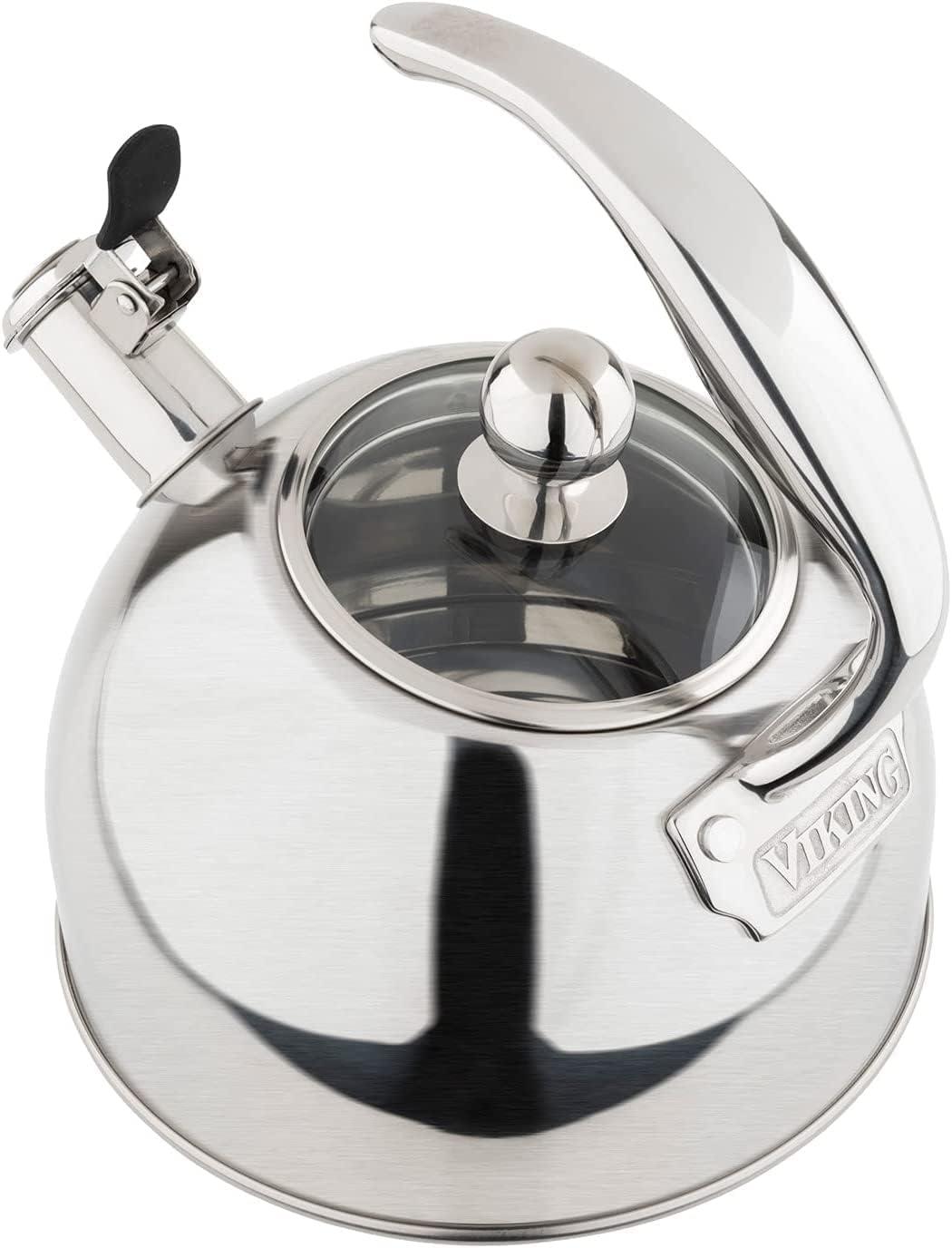 Satin Silver 2.6-Quart Stainless Steel Whistling Tea Kettle