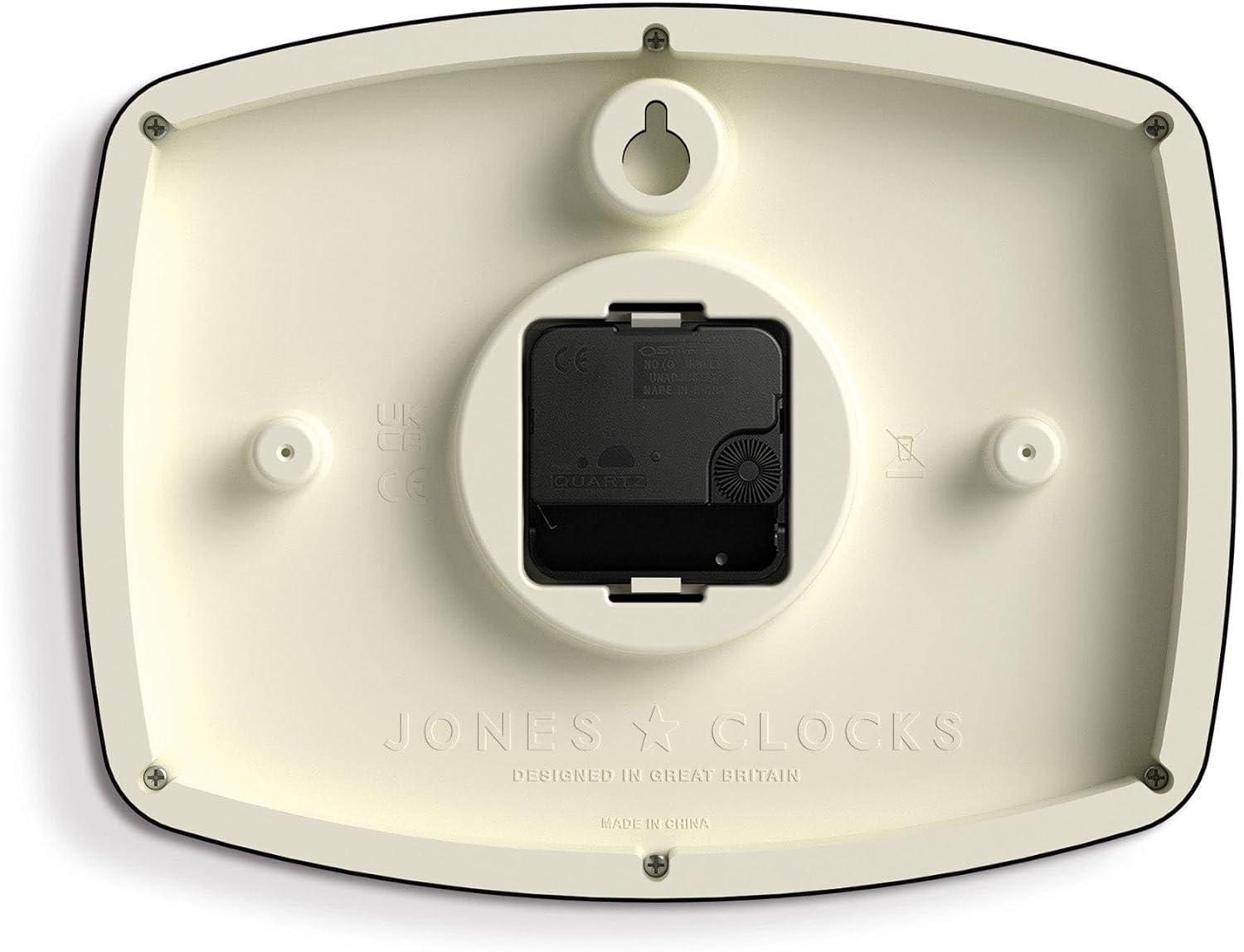 JONES CLOCKS® Movie Wall Clock | Rectangular Retro Clock | 10 inch | Grey | Cool mid-Century Designer Look for Kitchen, Living Room or Office