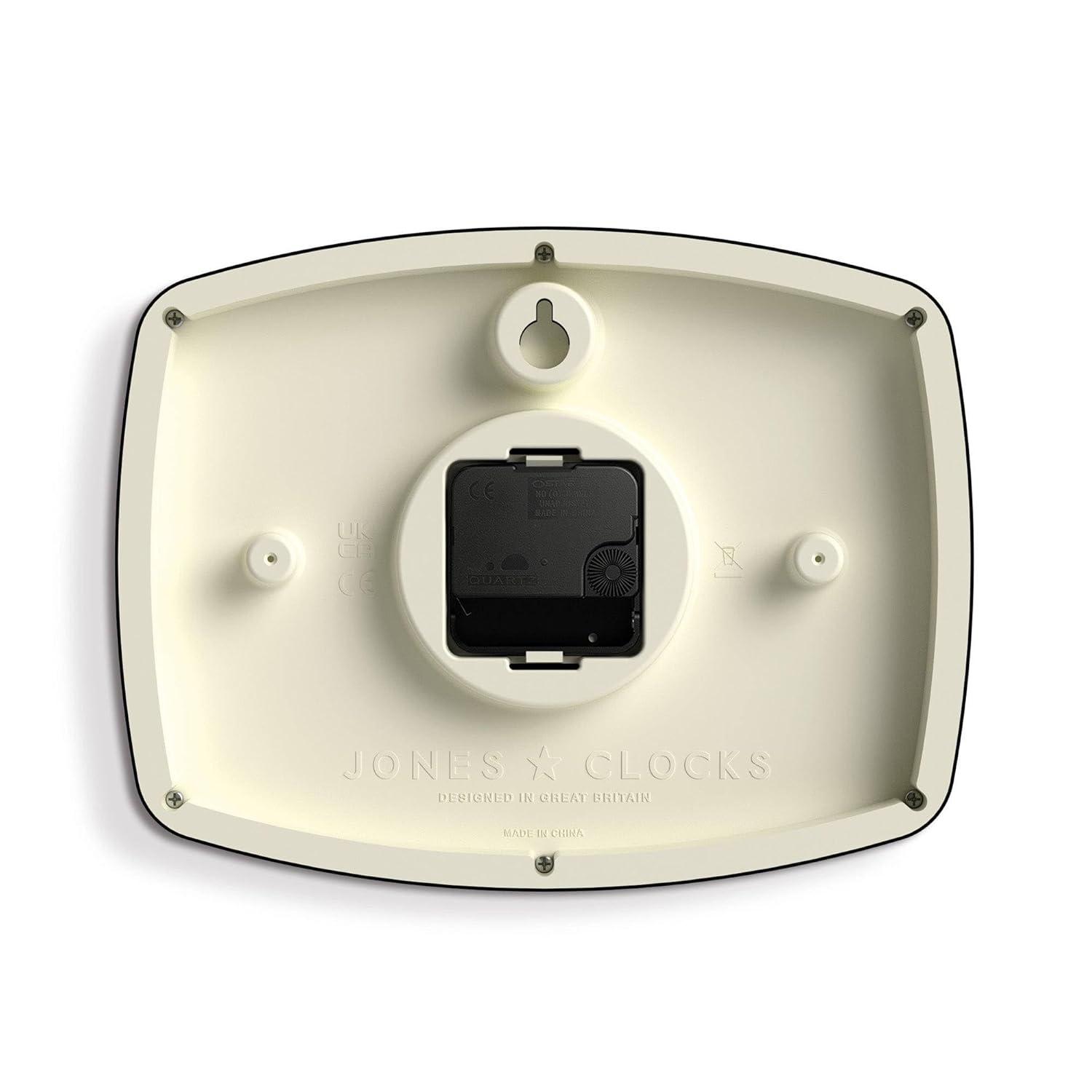 JONES CLOCKS® Movie Wall Clock | Rectangular Retro Clock | 10 inch | Grey | Cool mid-Century Designer Look for Kitchen, Living Room or Office