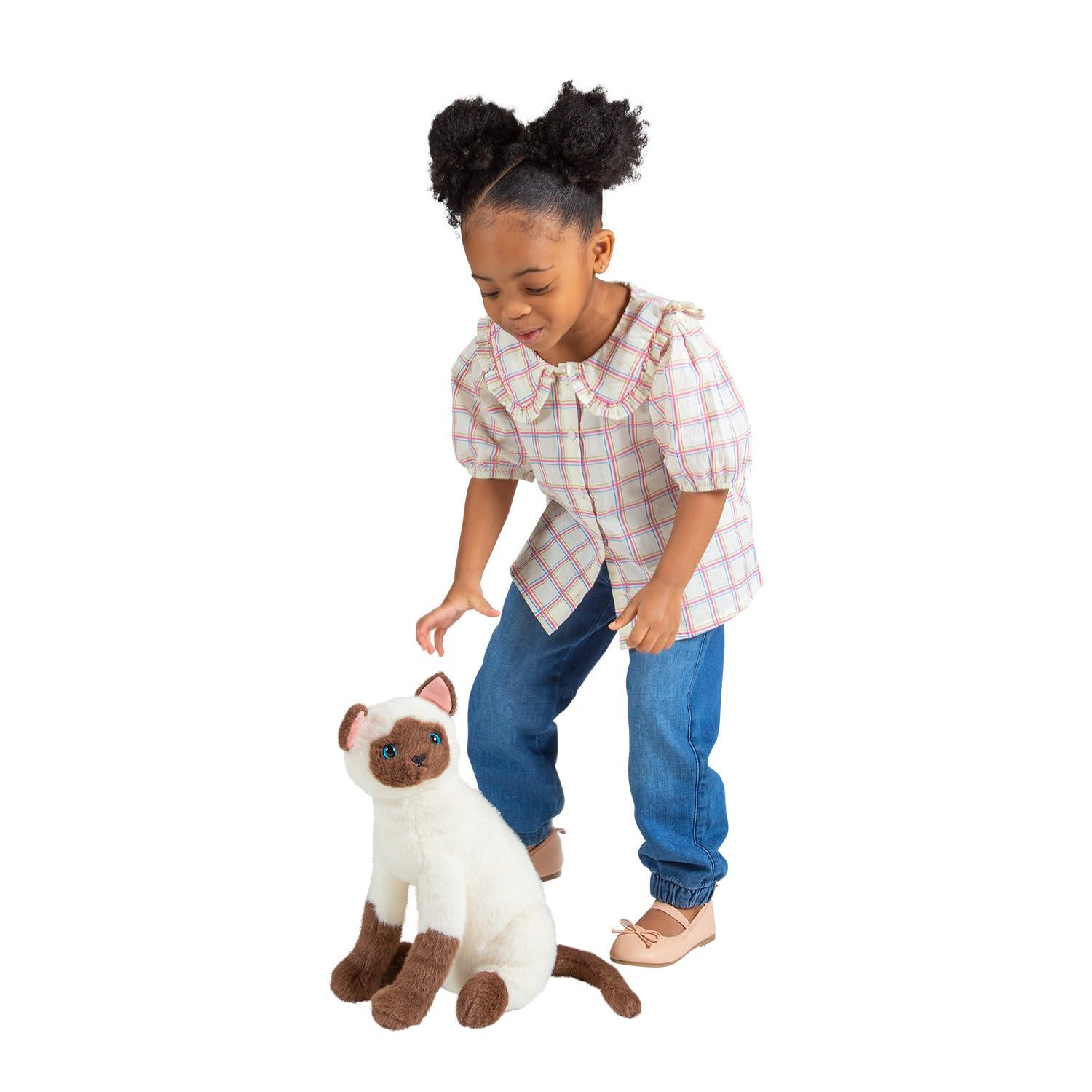 Cream and Brown Plush Siamese Cat Stuffed Animal Companion