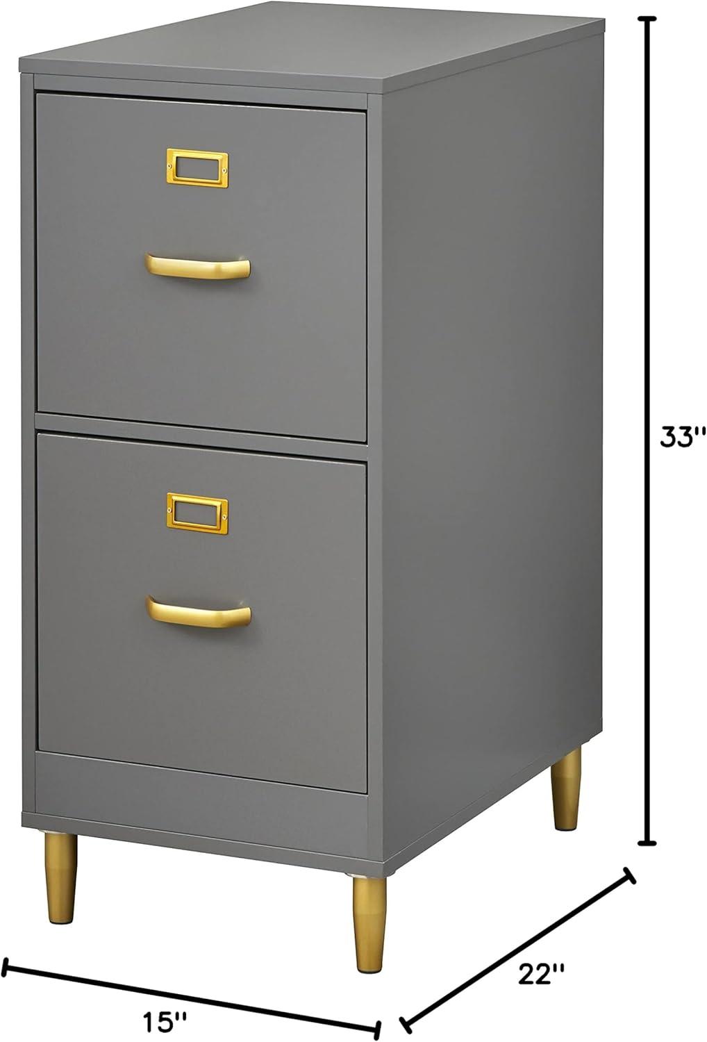 Buylateral 2 Drawer Dixie Filing Cabinet Blush Pink: Modern Vertical Storage, MDF Construction, 33"H x 15"W