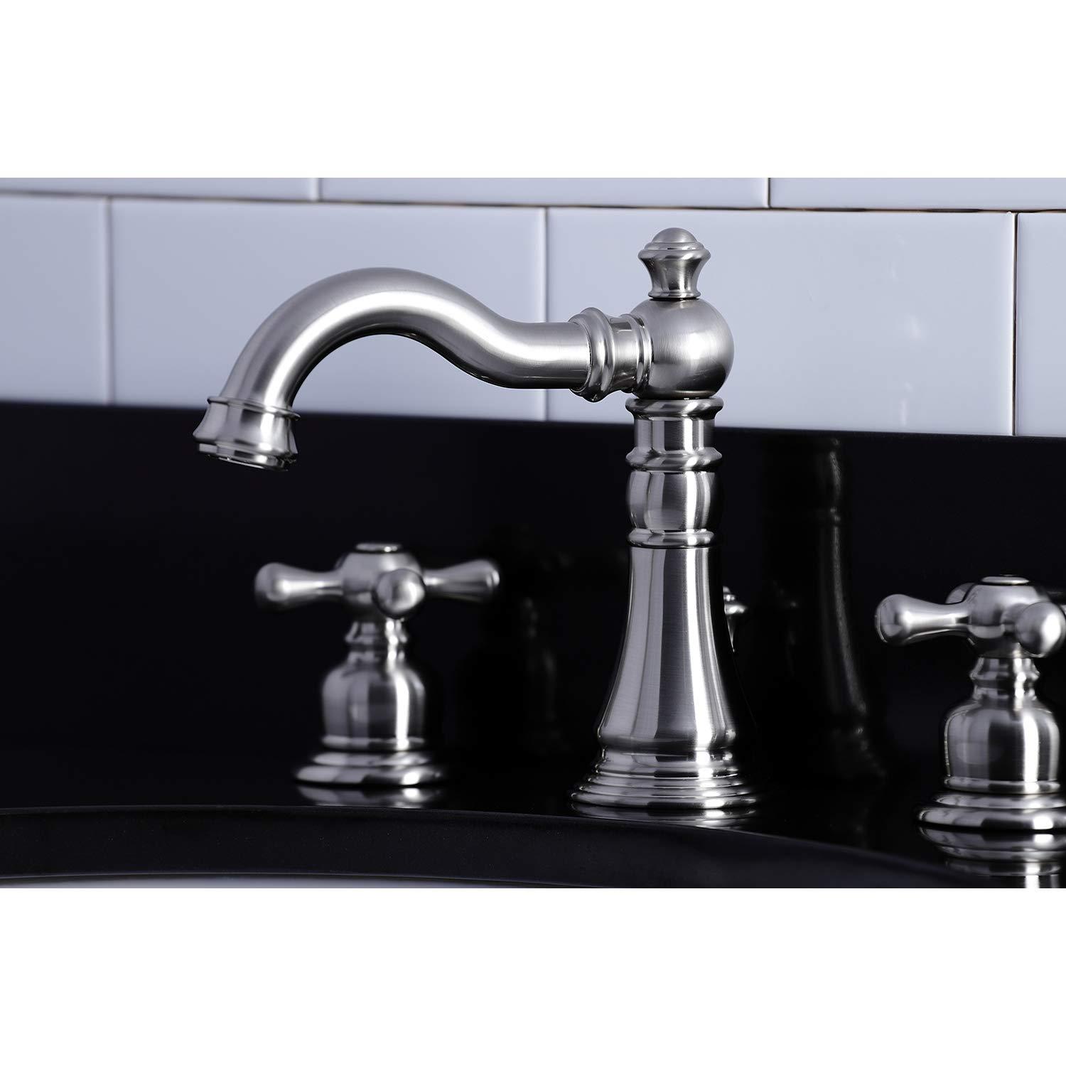 Kingston Brass Kingston Brass American Classic Two-Handle 3-Hole Deck Mount Widespread Bathroom Faucet with Pop-Up Drain FSC1971AX