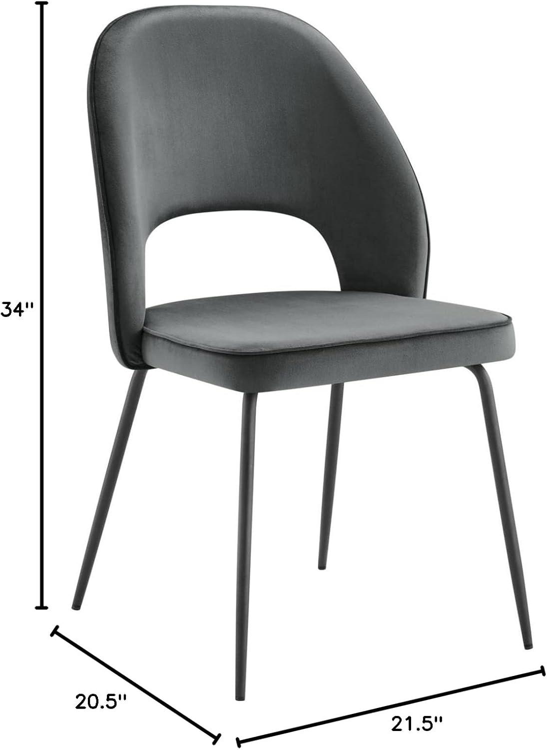 Modway Nico 18.5" Velvet Dining Chairs in Gray/Black (Set of 2)