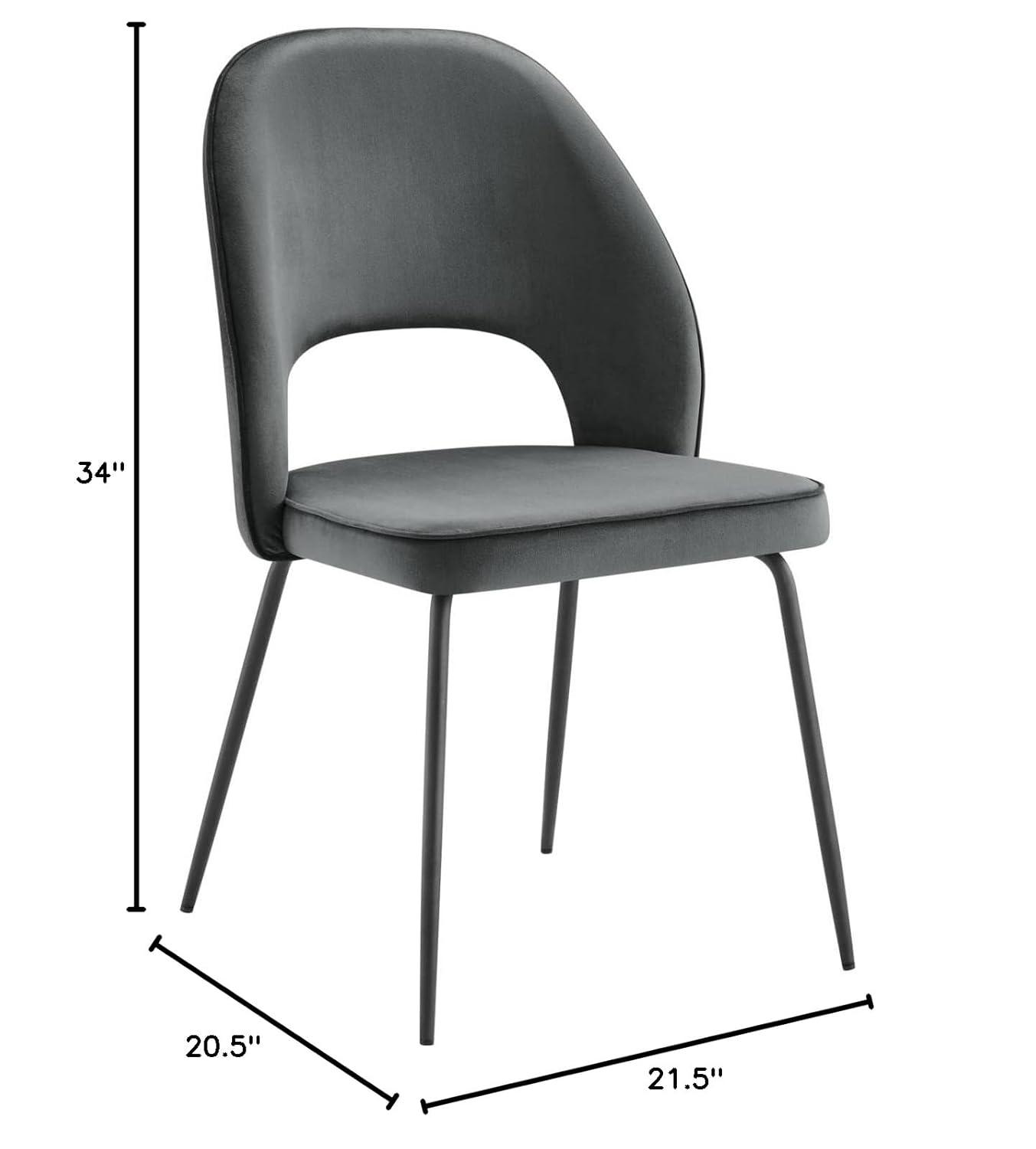 Modway Nico Performance Velvet Dining Chair Set of 2 in Black Gray