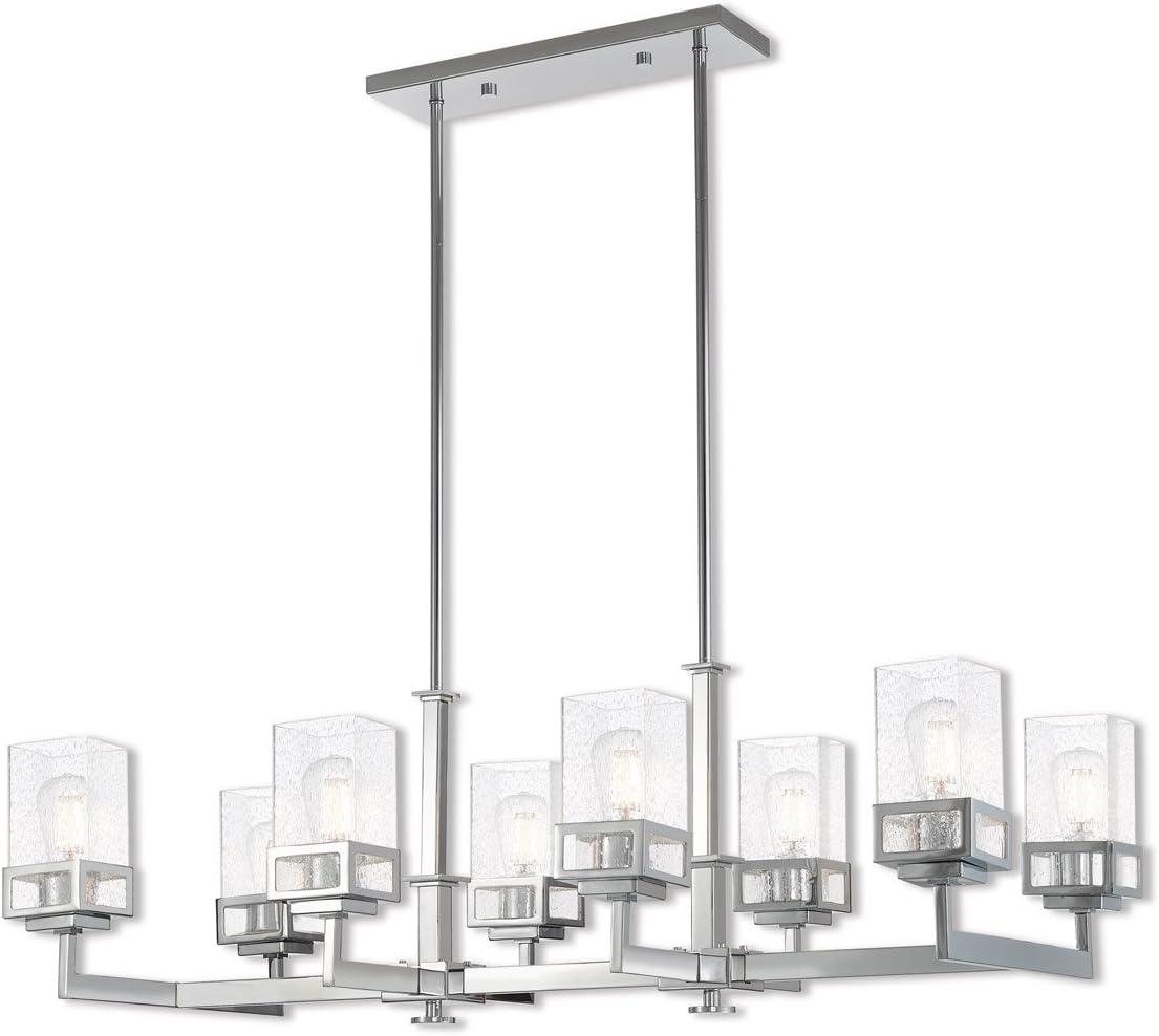 Harding Polished Chrome 8-Light Linear Chandelier with Clear Seeded Glass