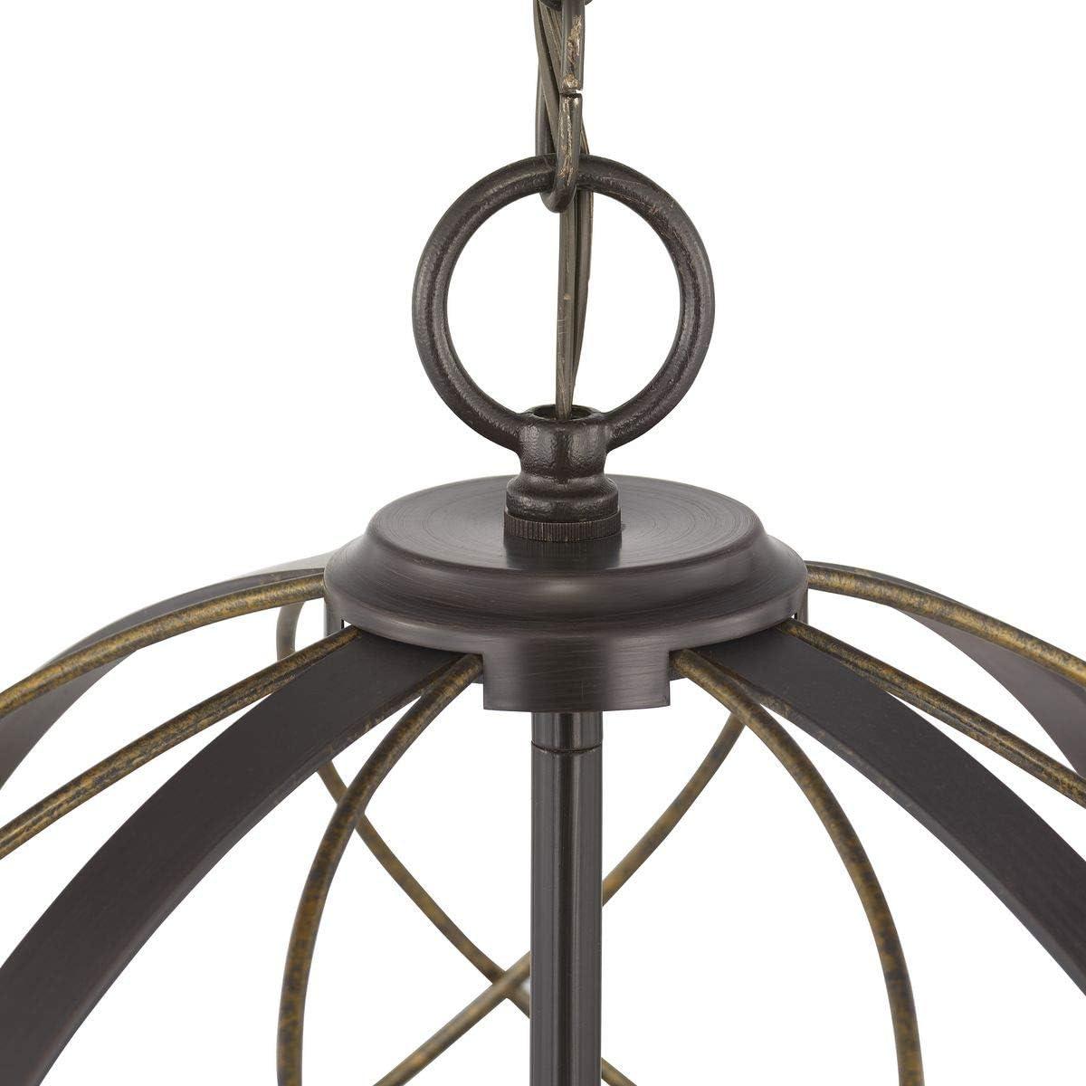 Progress Lighting Brandywine 3-Light Pendant, Antique Bronze, Steel, Farmhouse/Transitional, Hand-Gilded Wire Accents