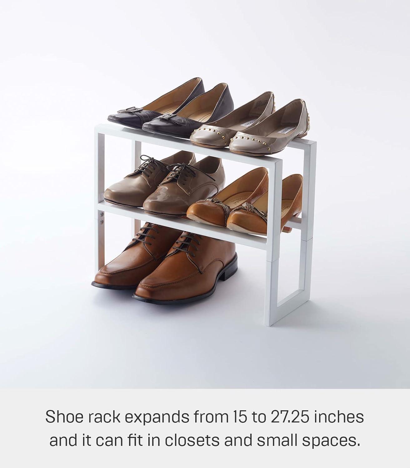 Yamazaki Home 2 Shelves Adjustable Shoe Rack, Large, Double, Steel,Holds 6 to 12 shoes, Expandable