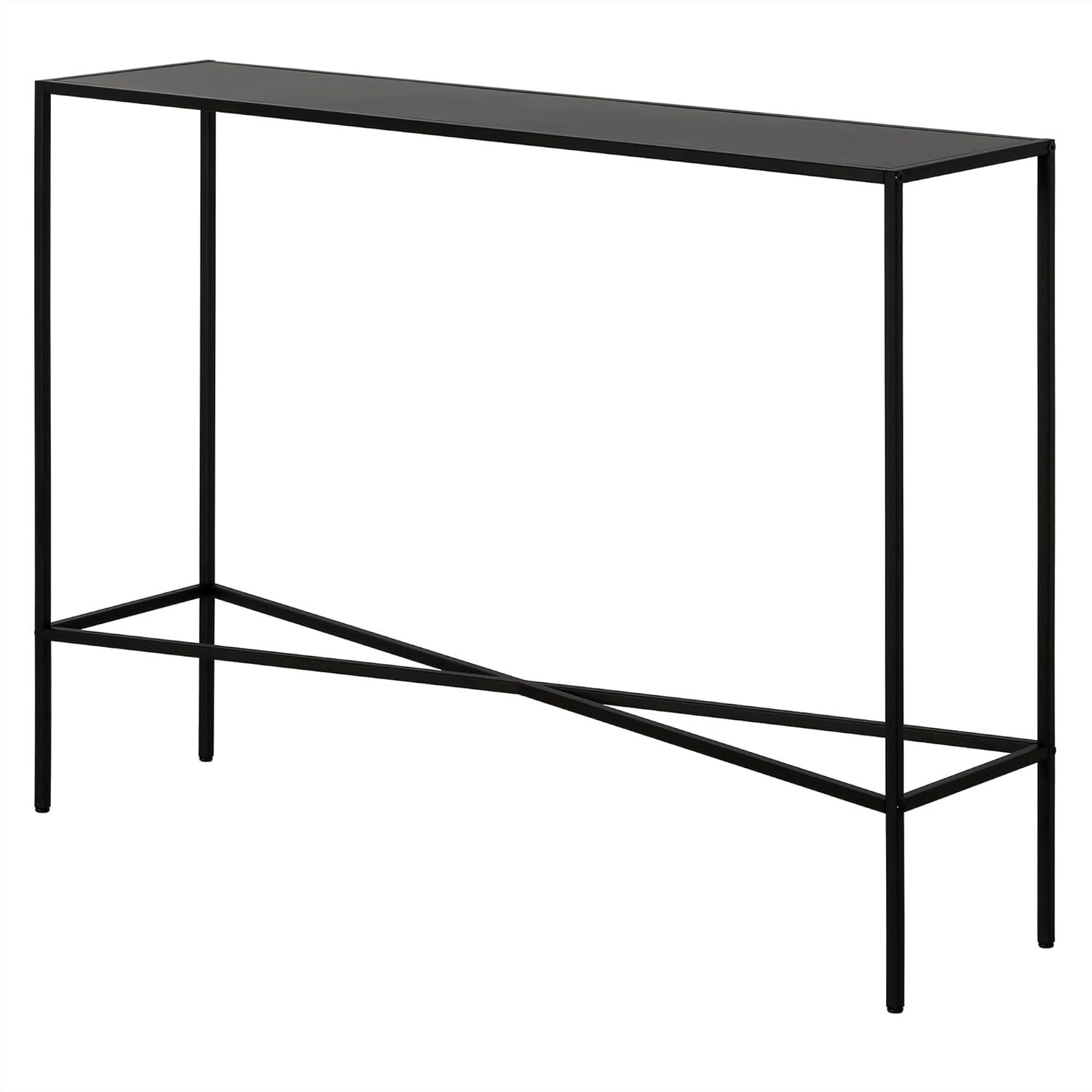 Evelyn&Zoe Henley 42" Wide Rectangular Console Table with Metal Top, Blackened Bronze