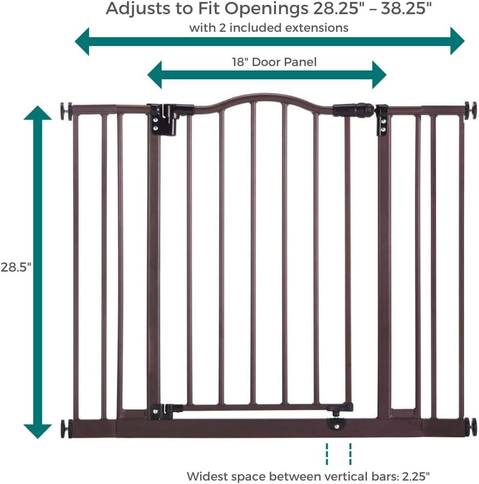 North States MyPet Wide Windsor Arch Pressure Mount Dog Gate, 28.25"-38.25" Wide, Matte Bronze