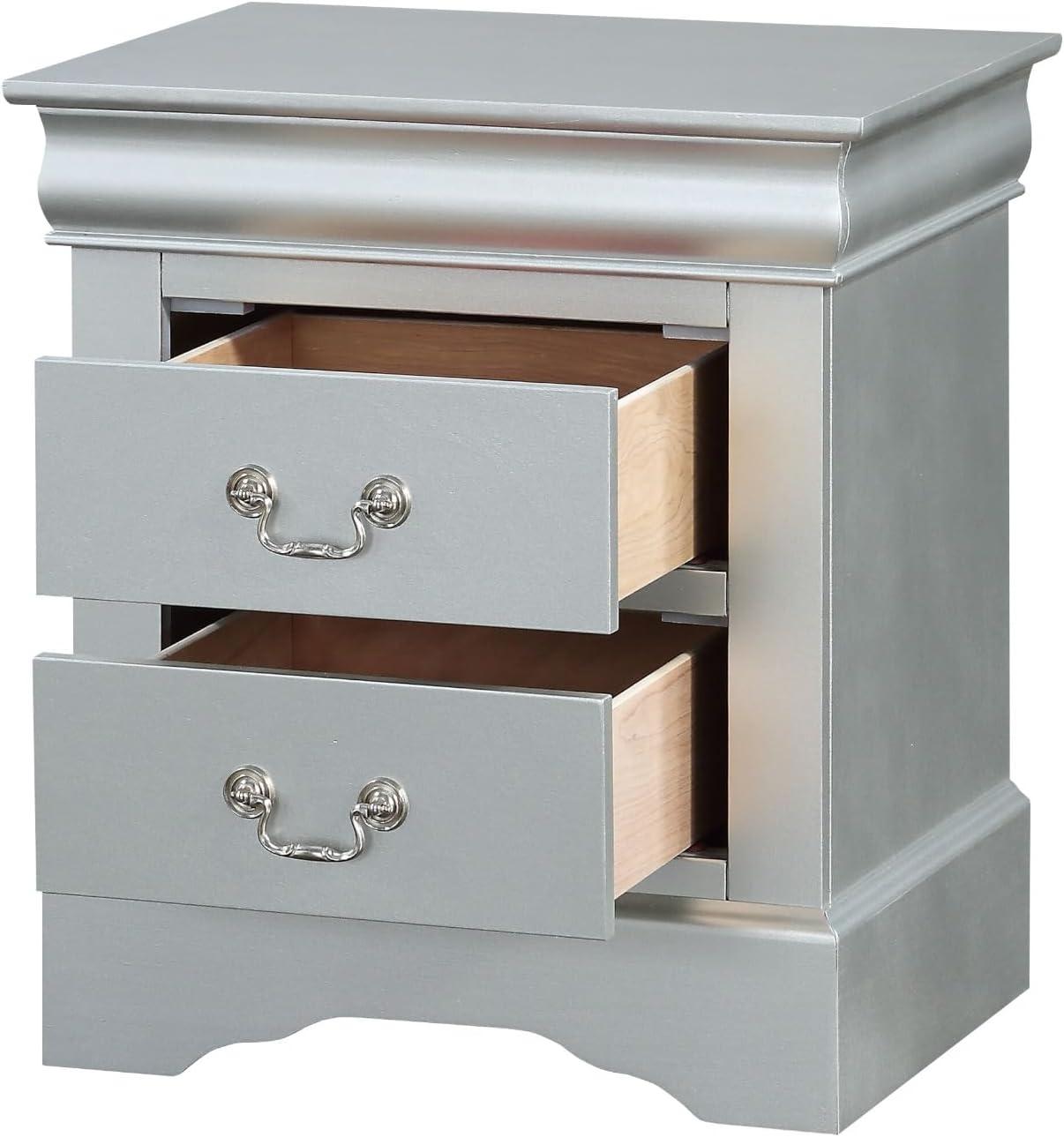 ACME Louis Philippe III Nightstand - Platinum - 24 x 22 x 16 in.