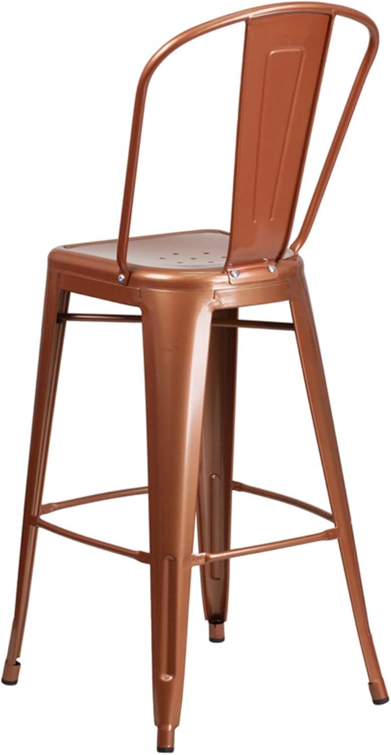 Flash Furniture Commercial Grade 30" High Metal Indoor-Outdoor Barstool with Back