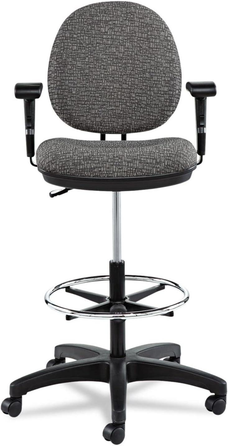 Graphite Gray Fabric Swivel Task Stool with Adjustable Footring