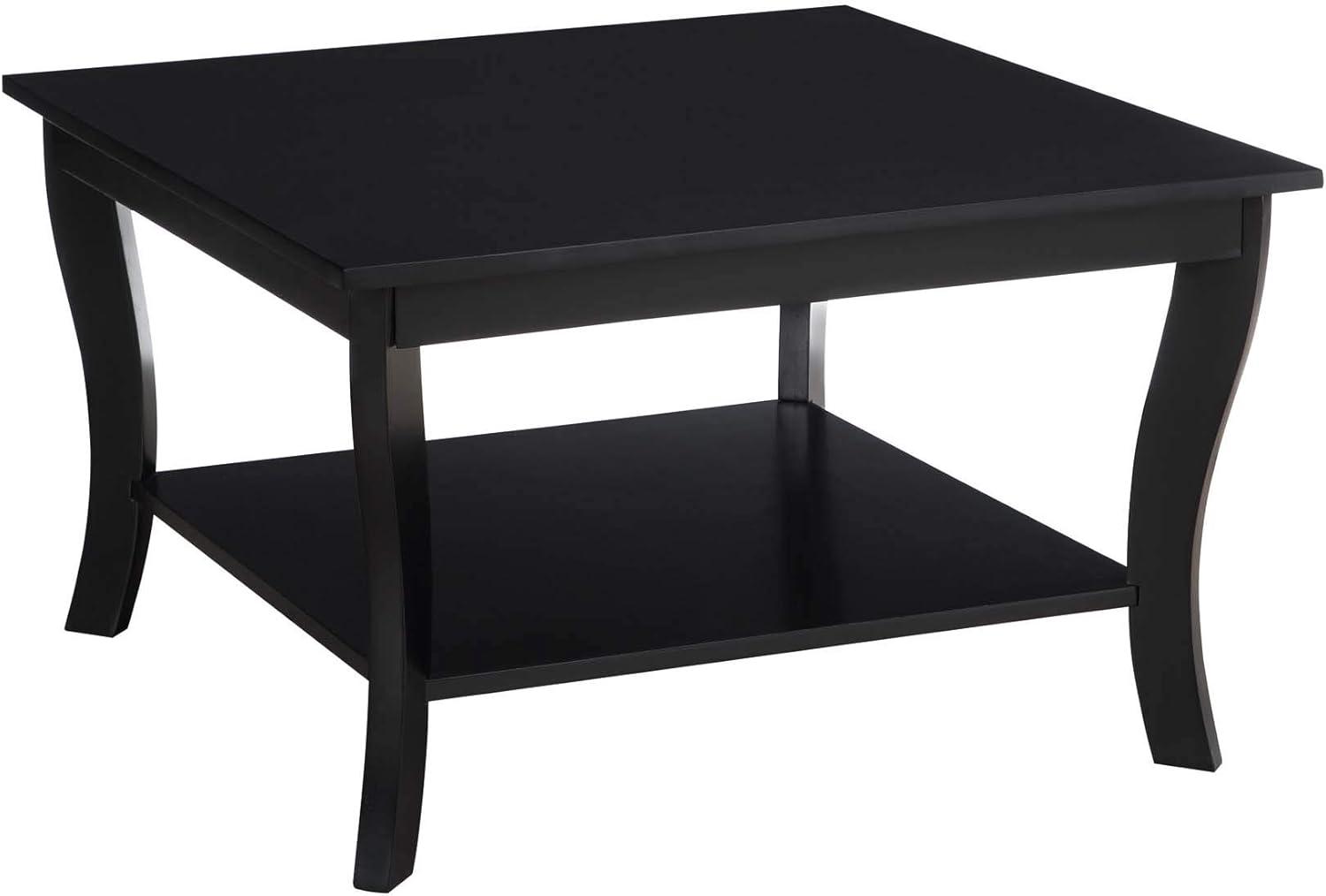Convenience Concepts American Heritage Square Coffee Table in Black Wood Finish