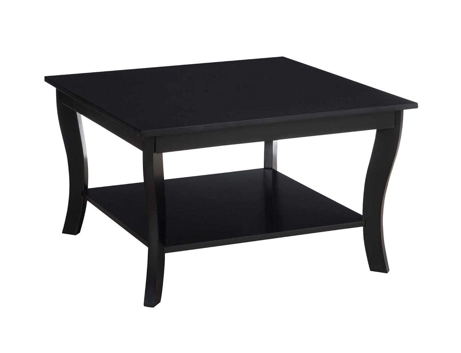 Convenience Concepts American Heritage Square Coffee Table in Black Wood Finish
