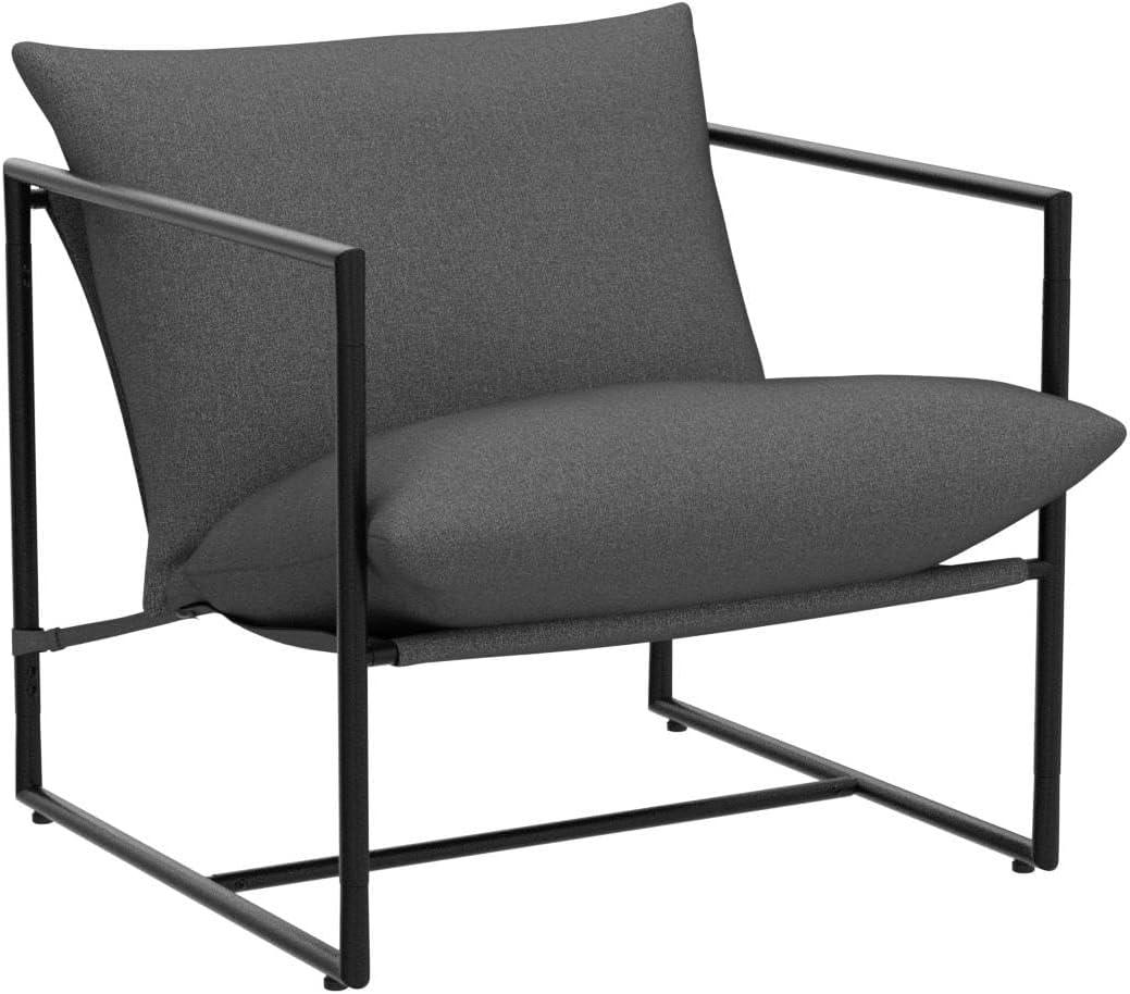 Zinus Aidan Metal Framed Indoor Sling Accent Chair, Dark Grey