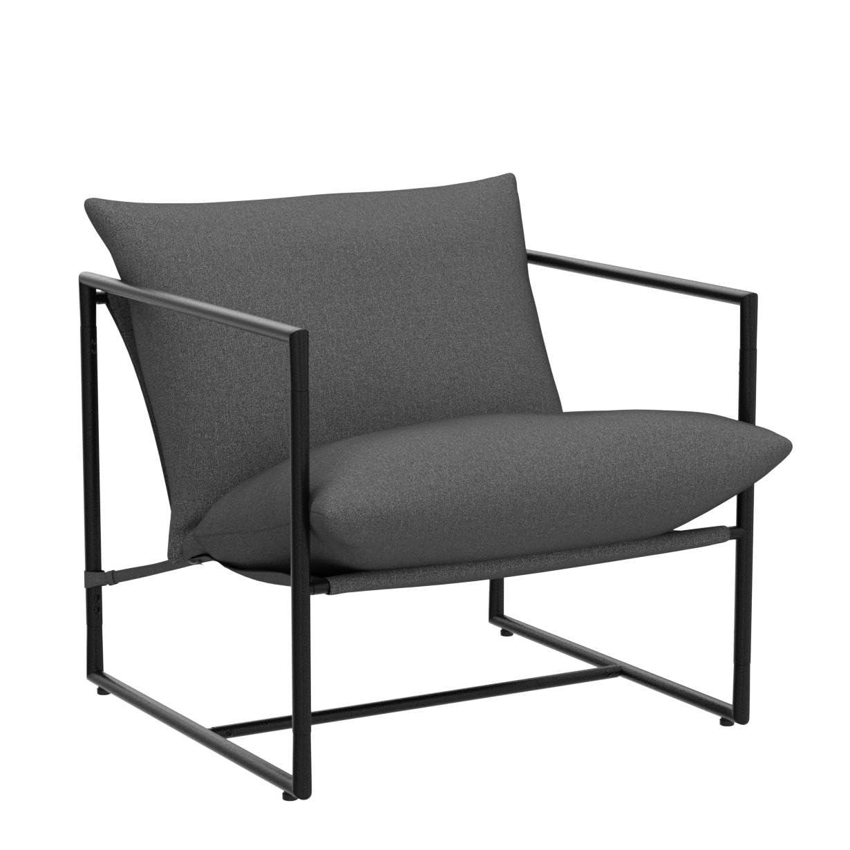 Zinus Aidan Metal Framed Indoor Sling Accent Chair, Dark Grey