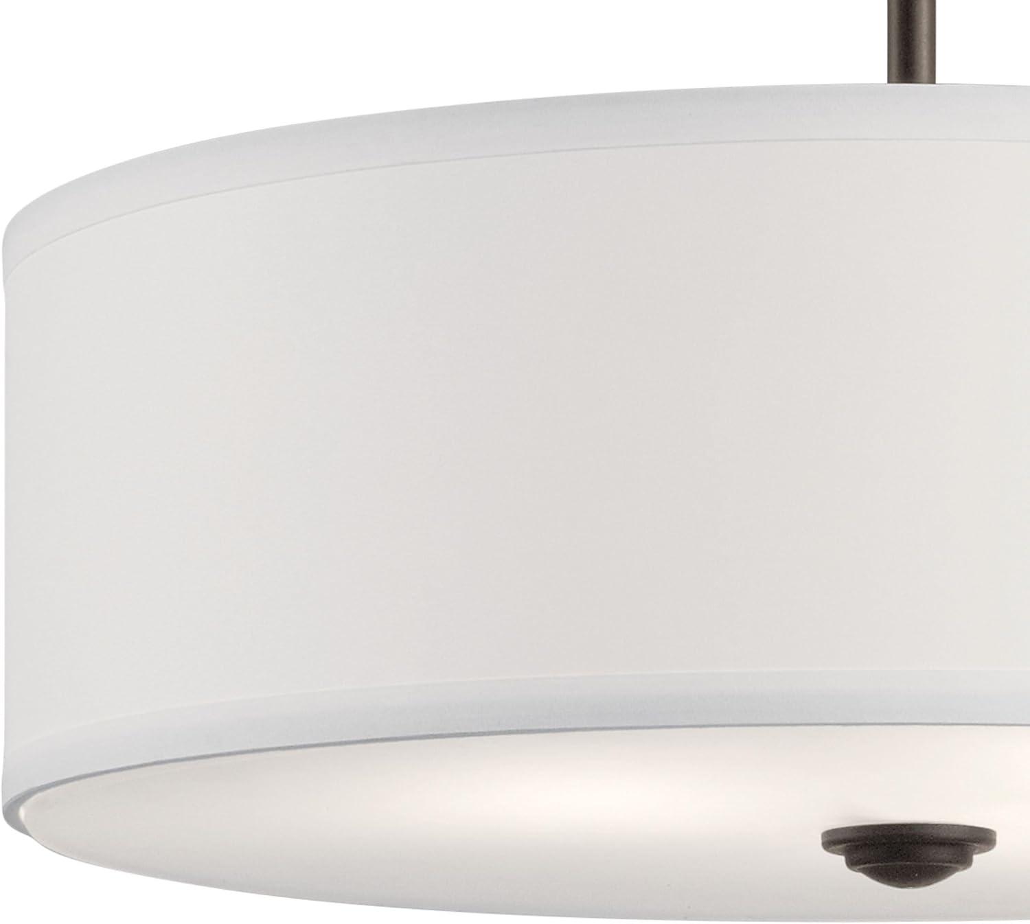 Kichler Shailene 18" 3 Light Olde Bronze Semi-Flush Mount Light with Microfiber Shade