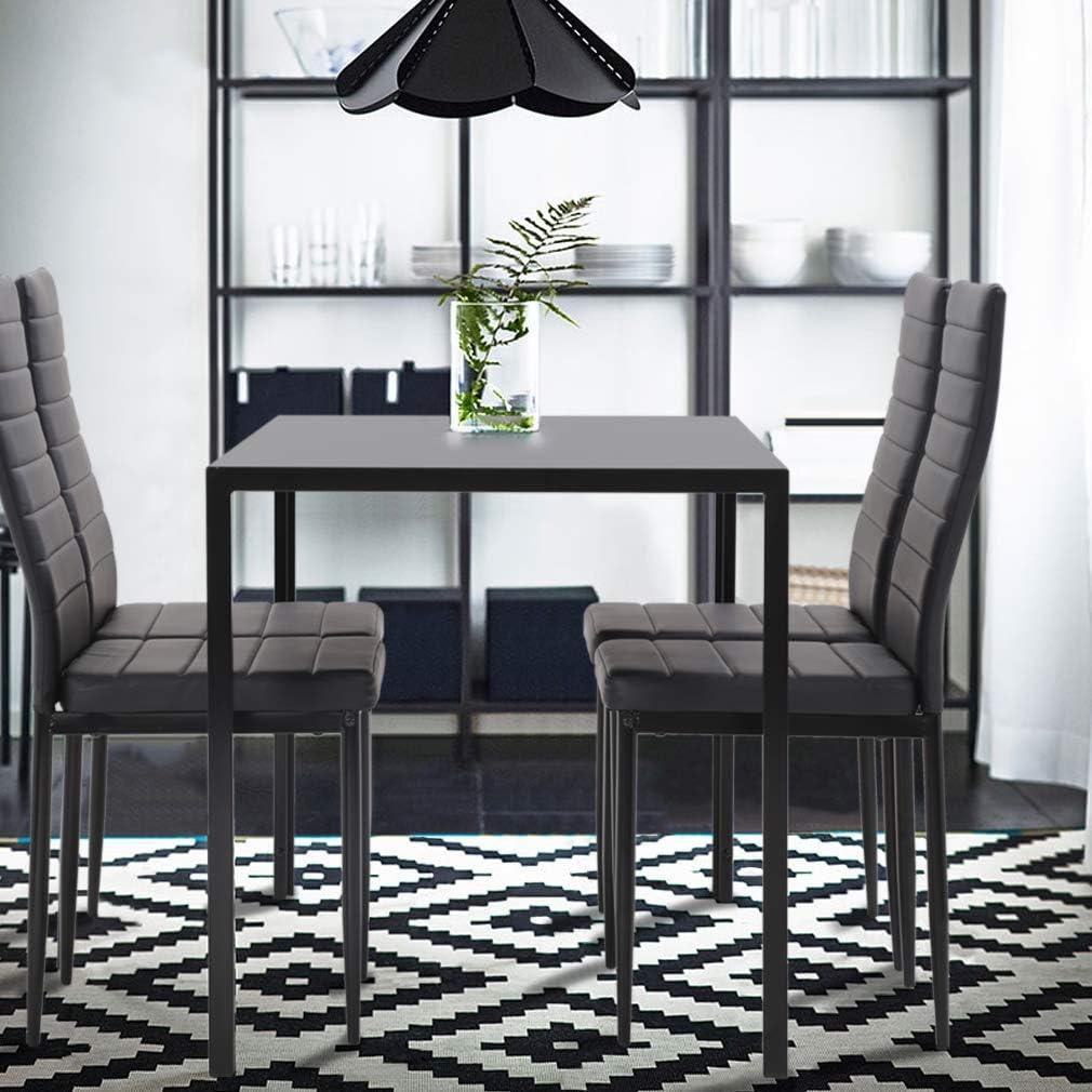 PayLessHere Dining Table Set Glass for Small Spaces Kitchen Table and Chairs for 4 Table with Chairs Home Furniture Rectangular Modern, White Glass