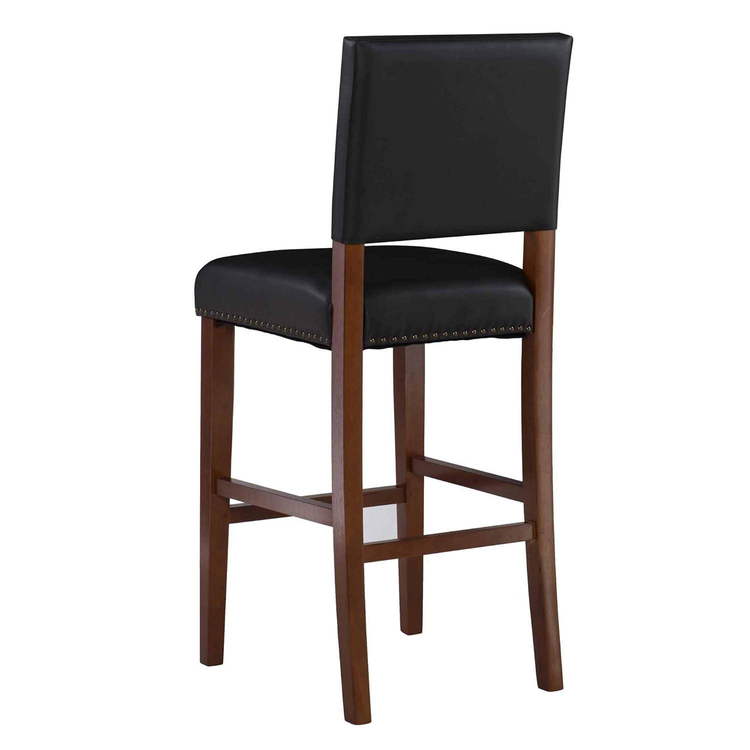 29" Brook Padded Back and Seat Faux Leather Barstool Hardwood/Black - Linon