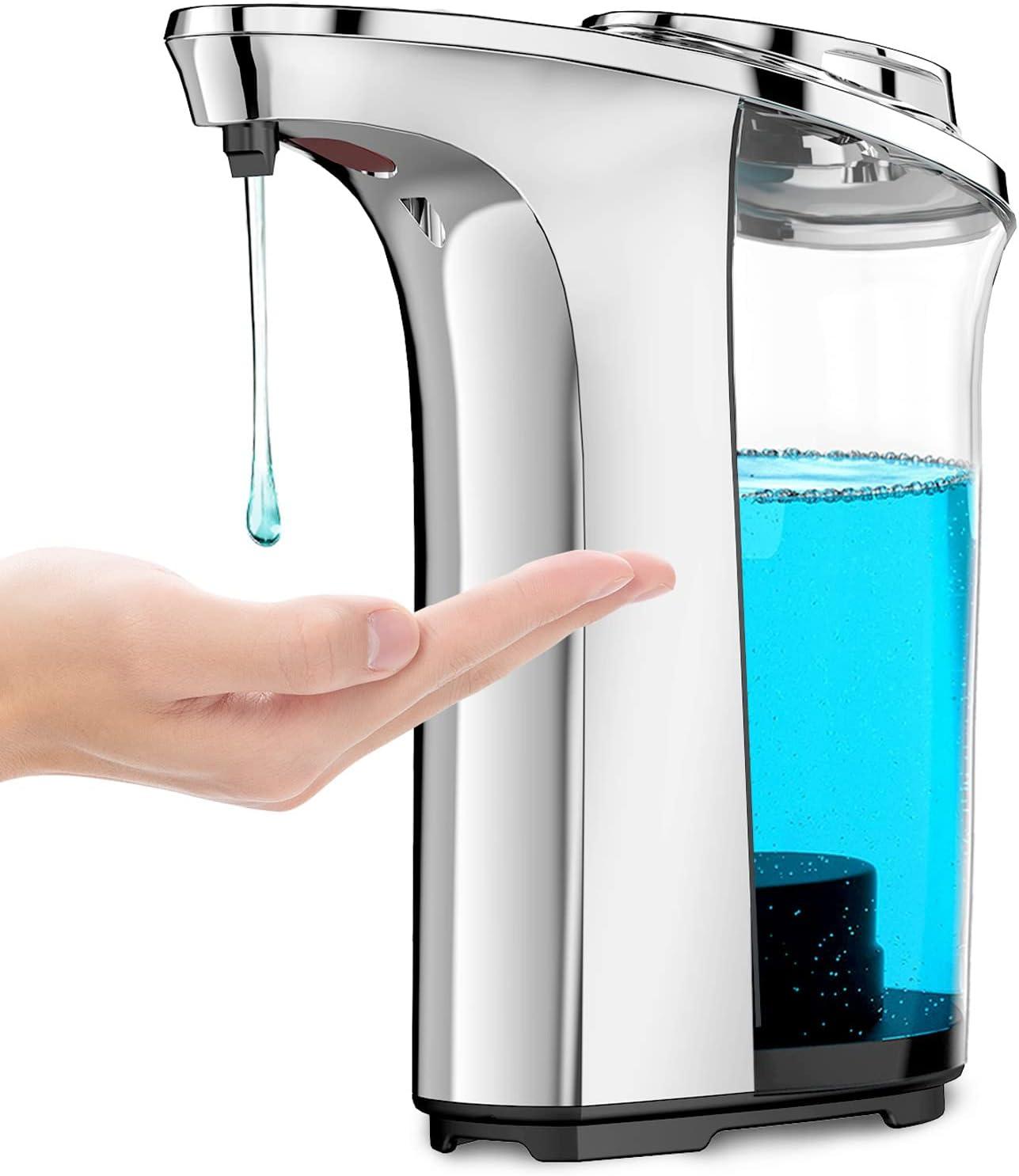 Silver Automatic Touchless Soap Dispenser with Adjustable Levels