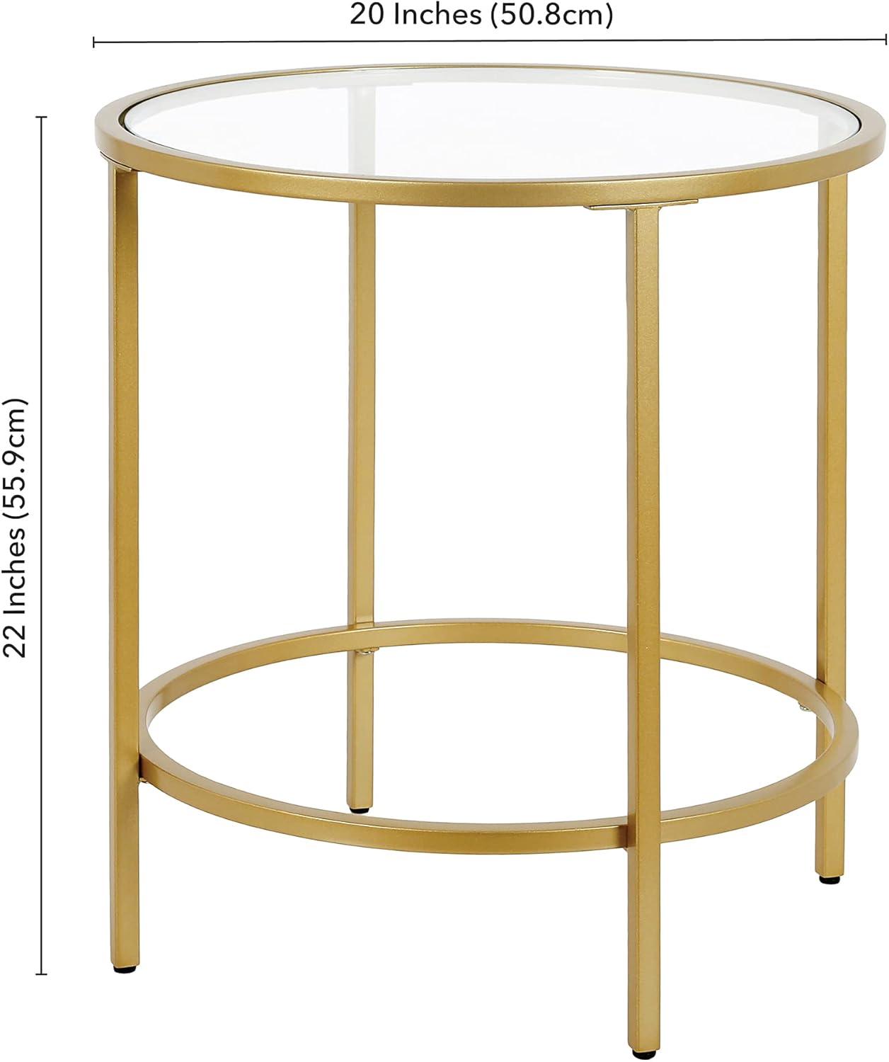 Evelyn&Zoe Sivil 20" Wide Round Side Table, Brass