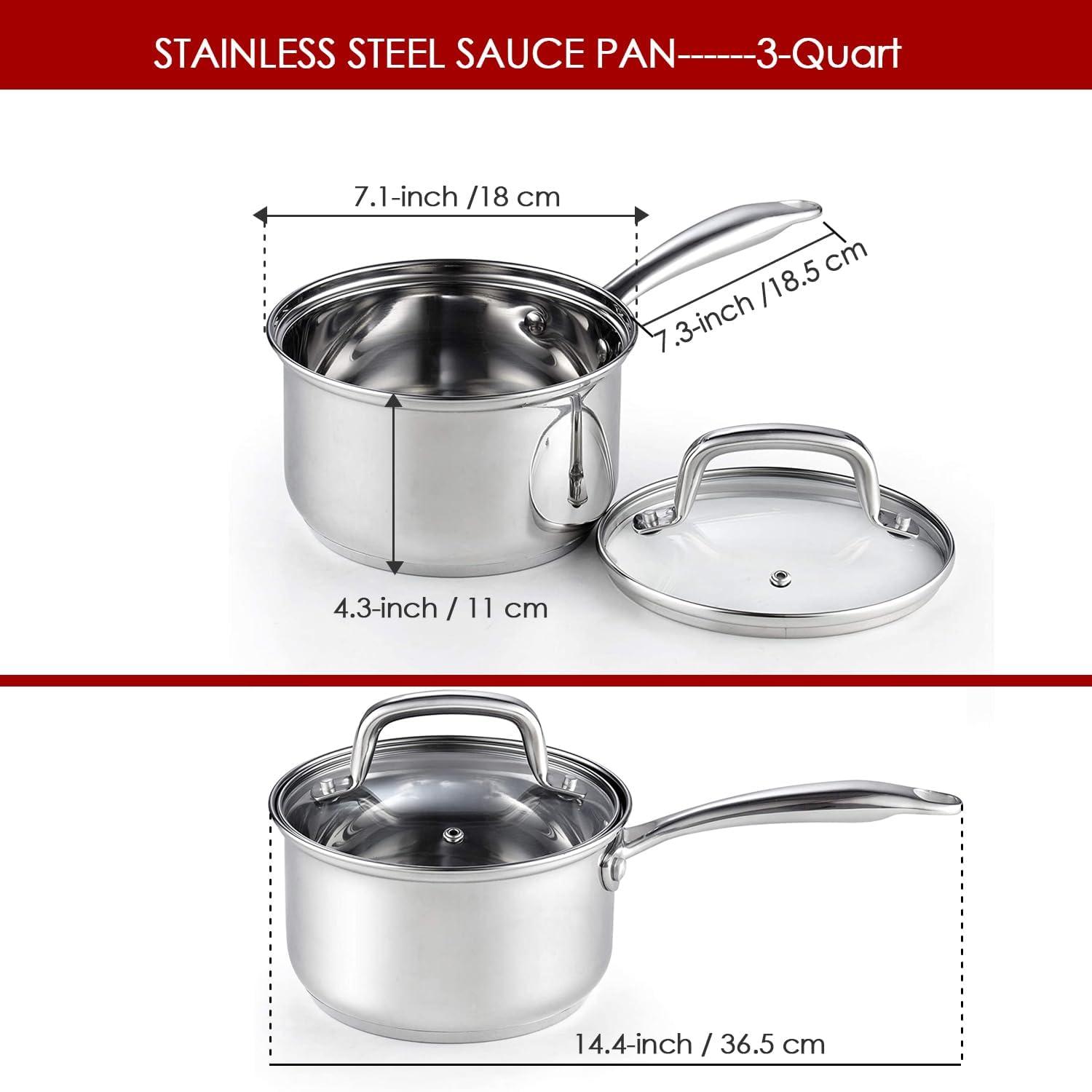 Cook N Home 3-Quart Stainless Steel Saucepan with Lid