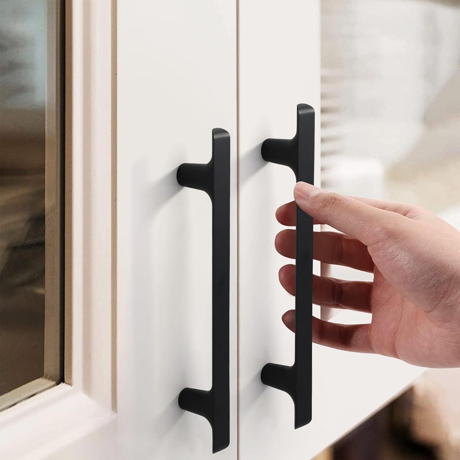 Matte Black Zinc Modern Cabinet Bar Pulls with Mounting Hardware