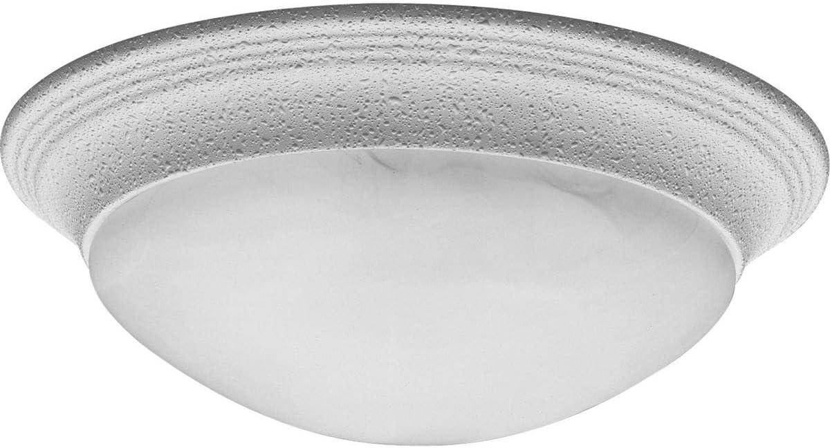 Progress Lighting Messina Collection, 2-Light Flush Mount, White Finish, Etched Alabaster Glass