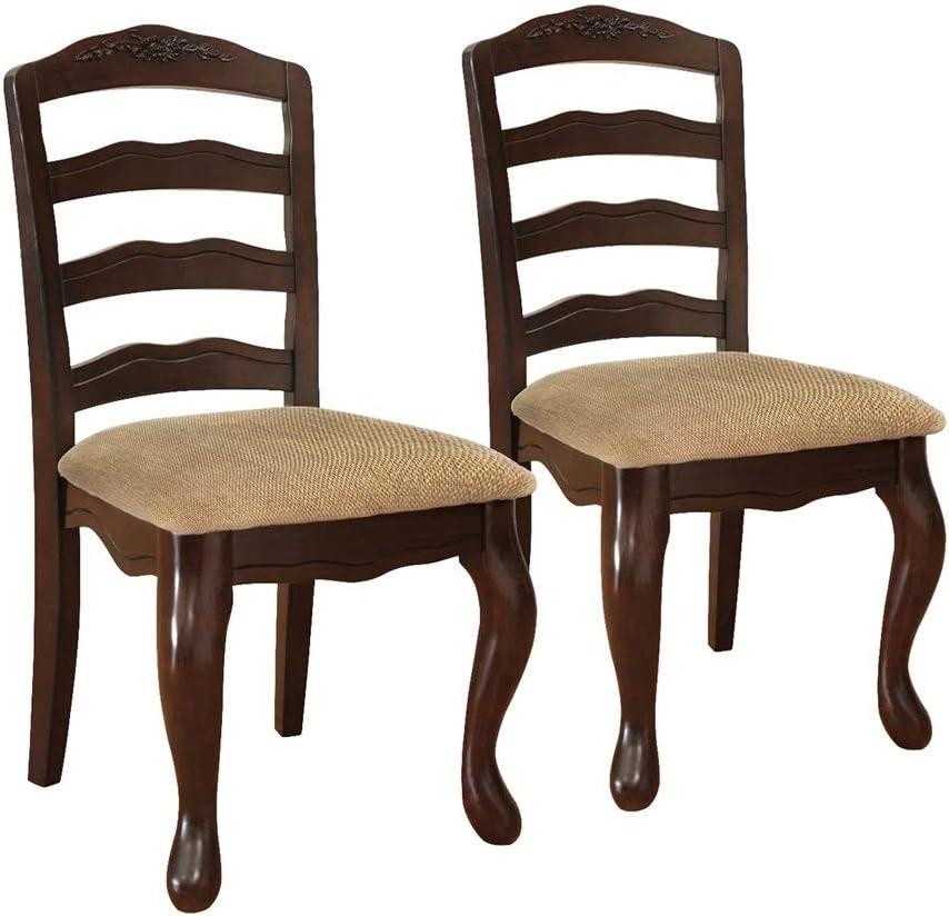 Townsville Dark Walnut Upholstered Ladderback Side Chair Set