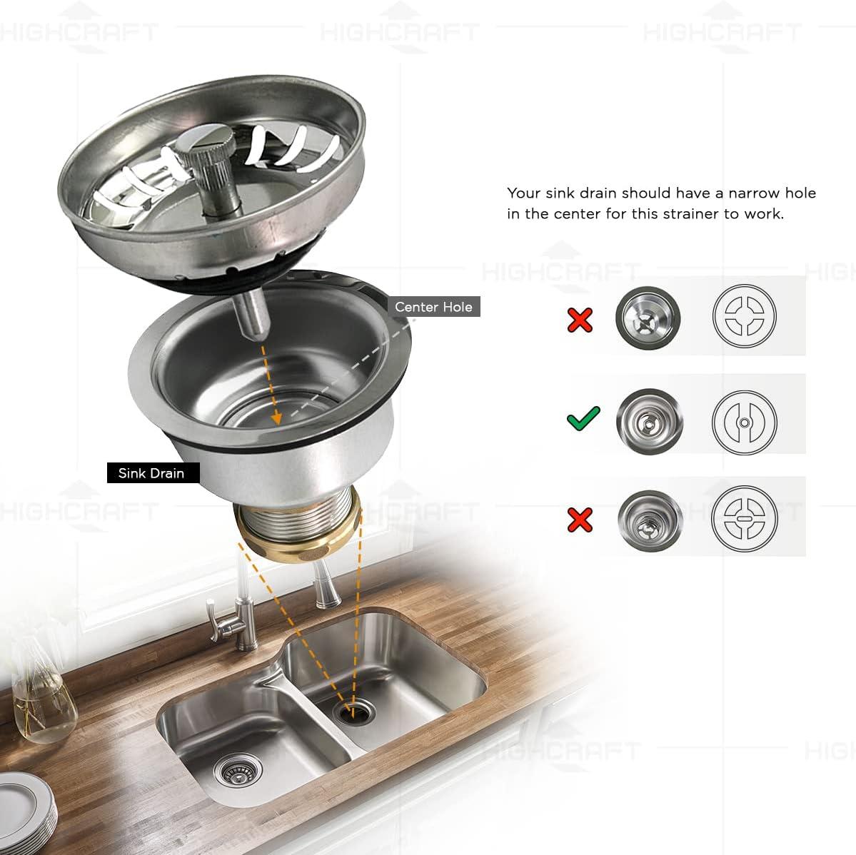 Polished Stainless Steel Round Pop-Up Sink Strainer with Brass Lock