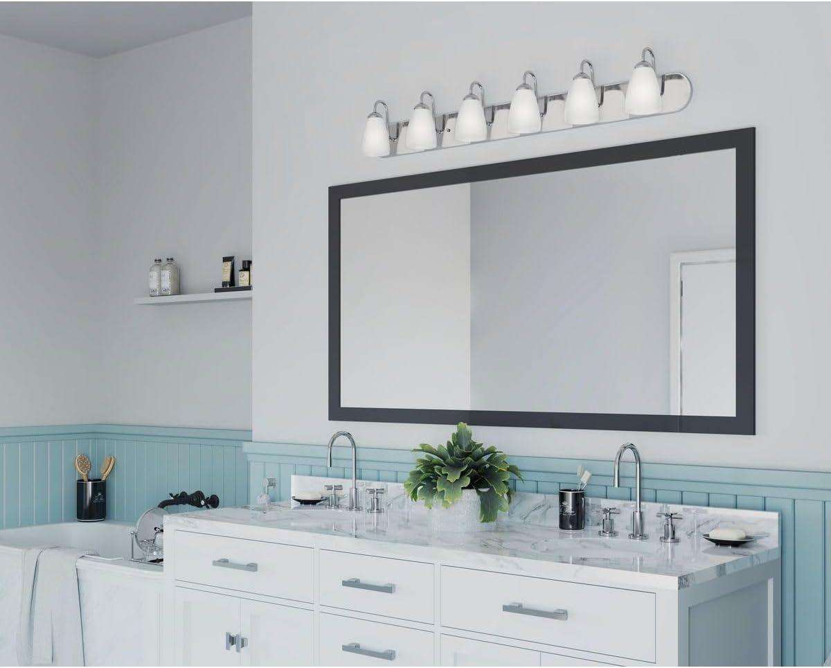 Progress Lighting Gather 6-Light Bath Bracket, Polished Chrome, Etched Glass Shades