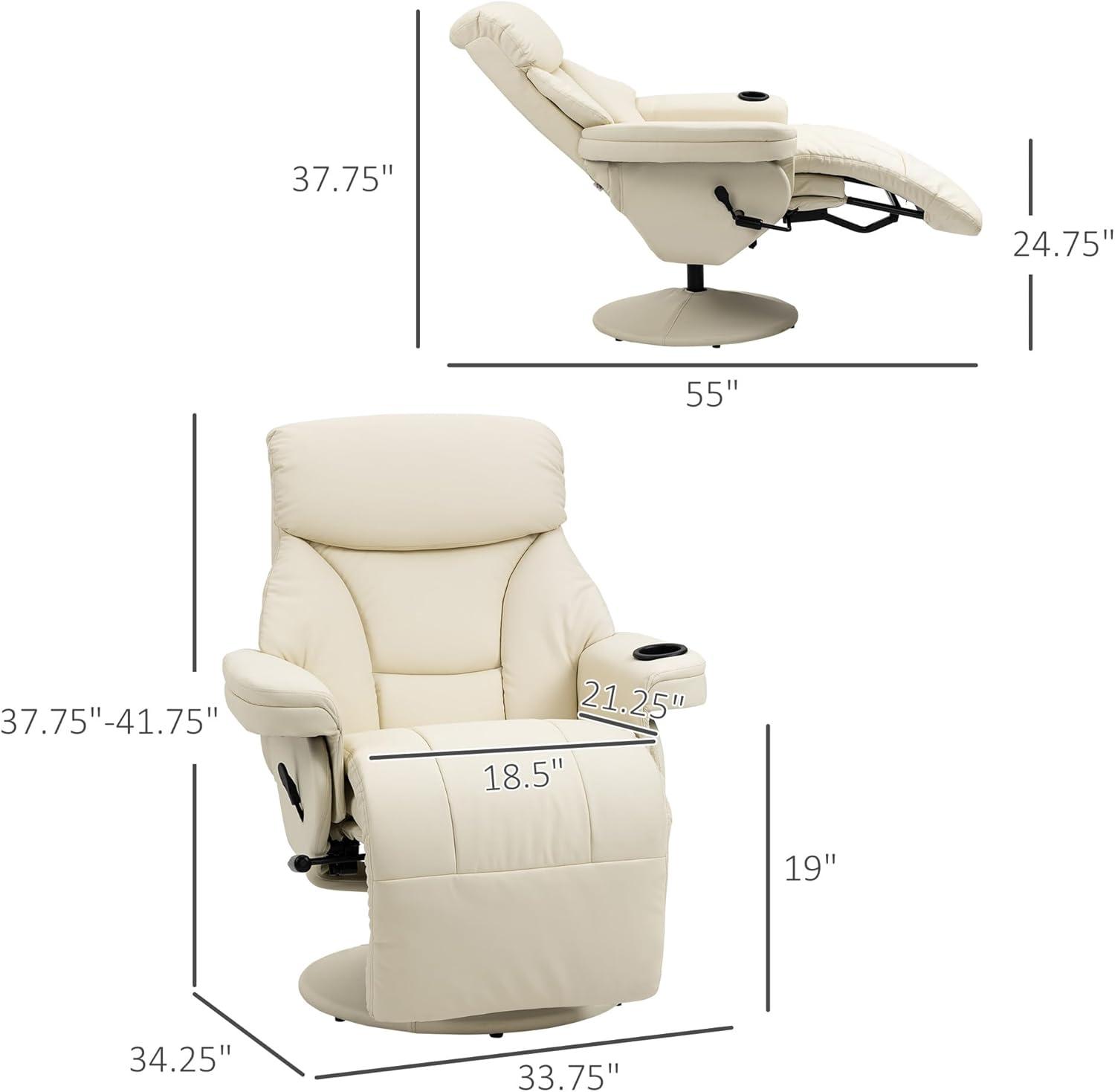 Manual Recliner, Swivel Lounge Armchair With Side Pocket for Living Room