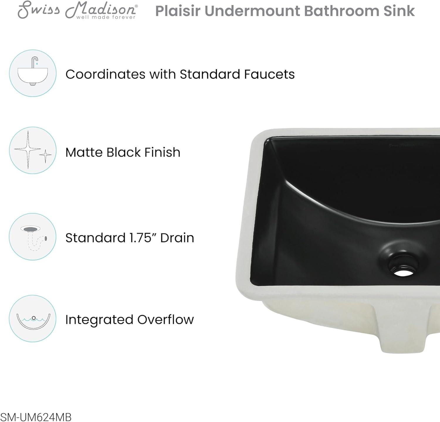 Plaisir 18.5 Rectangular Under-Mount Bathroom Sink