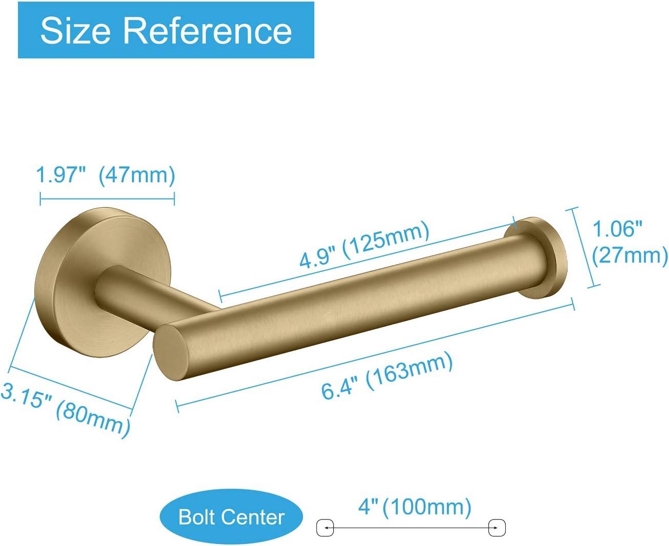 Toilet Paper Holder SUS304 Stainless Steel Round Size Brushed Gold 2 Pack