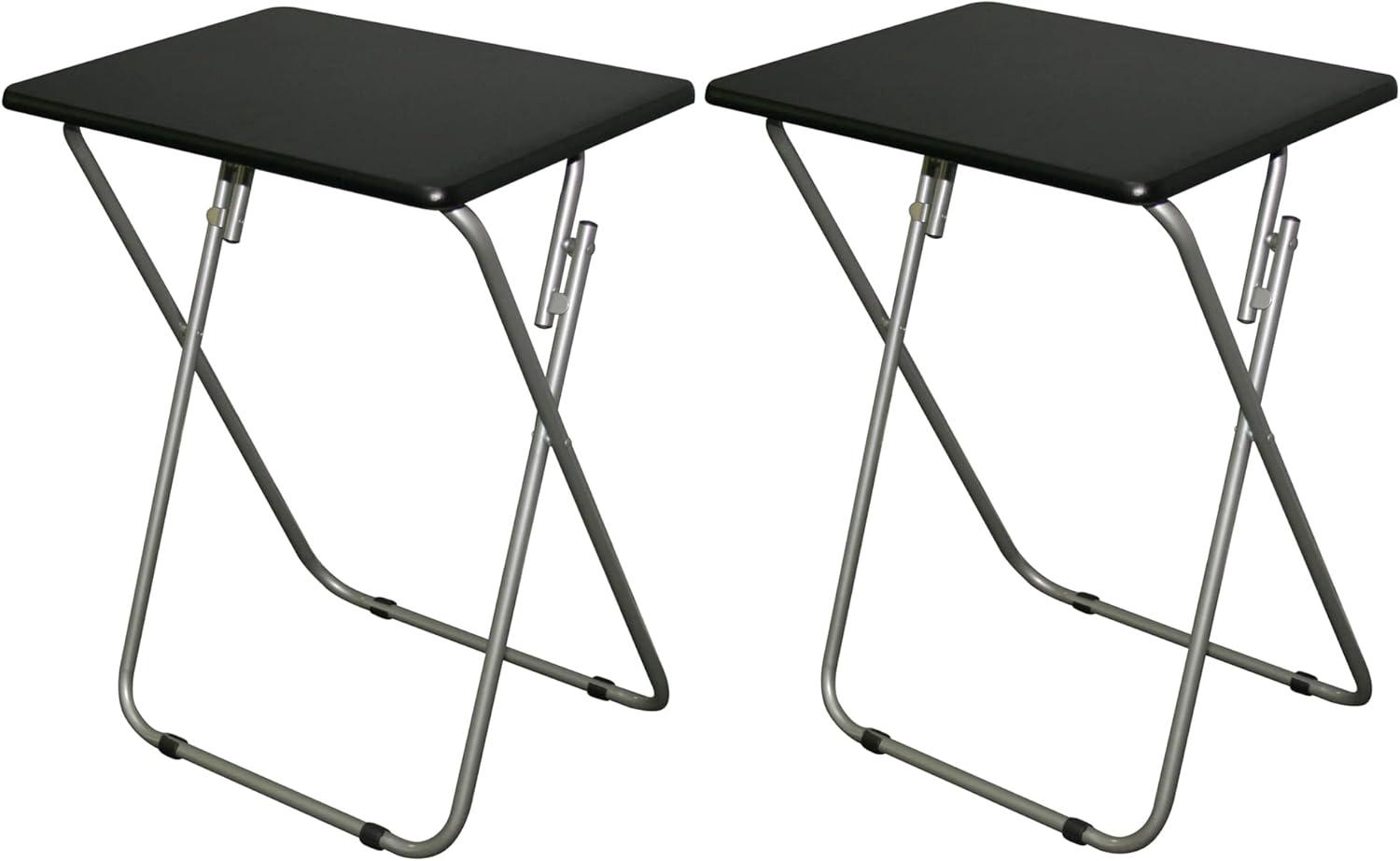 eHemco Folding TV Tray Tables for Eating, 19 by 15 by 26 Inches, Black, Set of 2