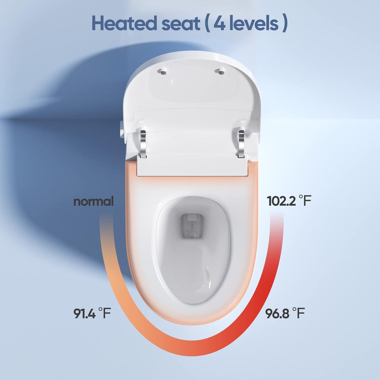 HOROW Elongated Tankless Toilet, One Piece Smart Toilet with Advance Heated Bidet Seat, Wireless Remote Control, Auto Open,HR-T05S