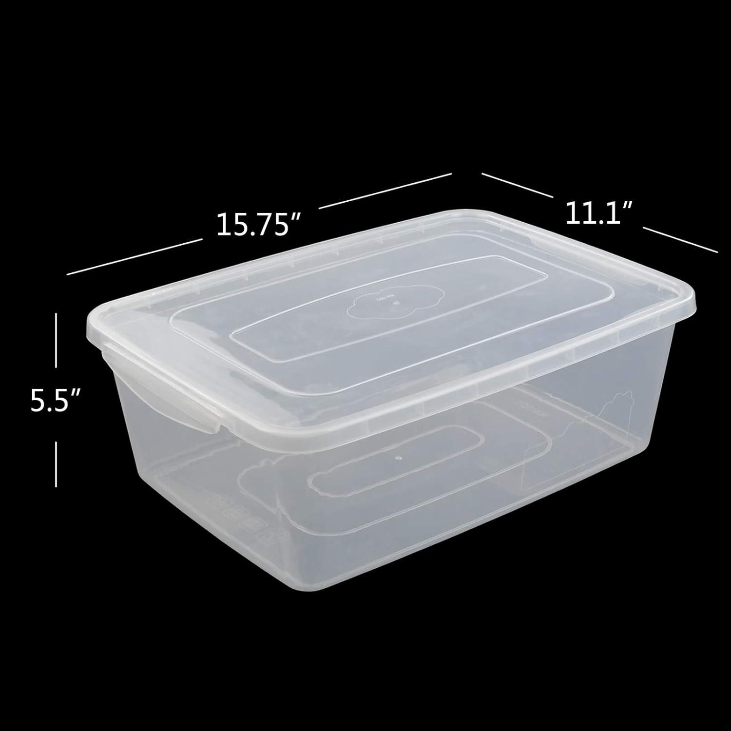 Clear Rectangular Stackable Plastic Storage Bins with Lids, 16 Quart, Pack of 2