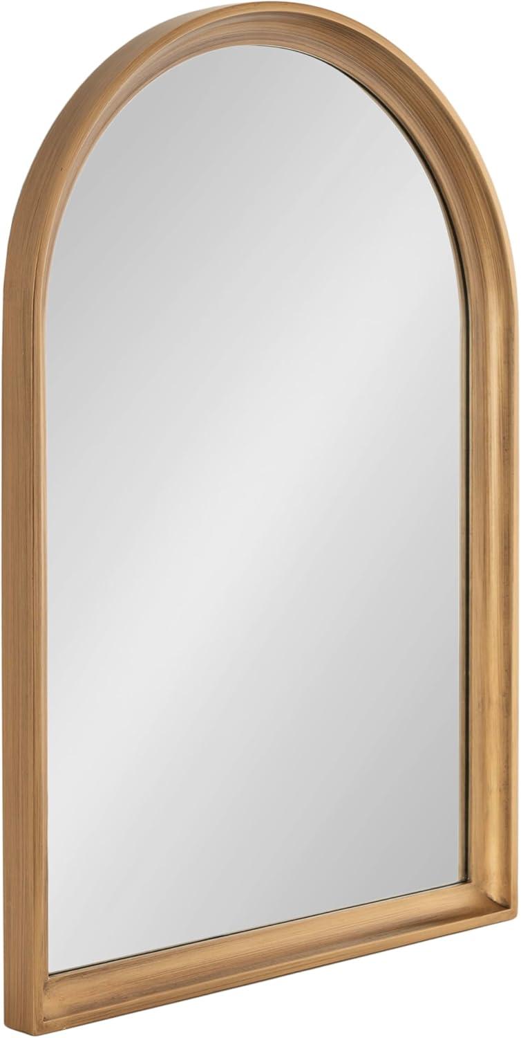 Kate and Laurel Hatherleigh Vintage Arched Wooden Wall Mirror, 24 x 36, Antique Gold, Decorative Arch Mirror for Use as Vanity Bathroom Mirror or Fireplace Mantel Mirror