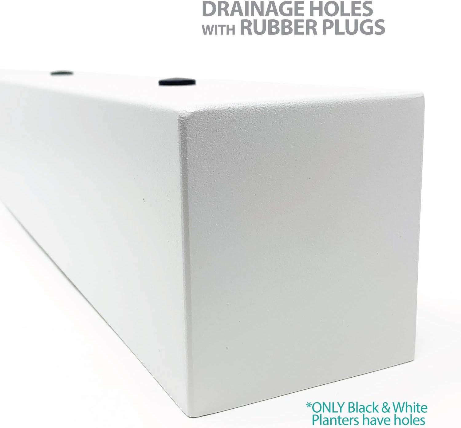 Modern White Steel Rectangular Outdoor Planter, 16 Inch