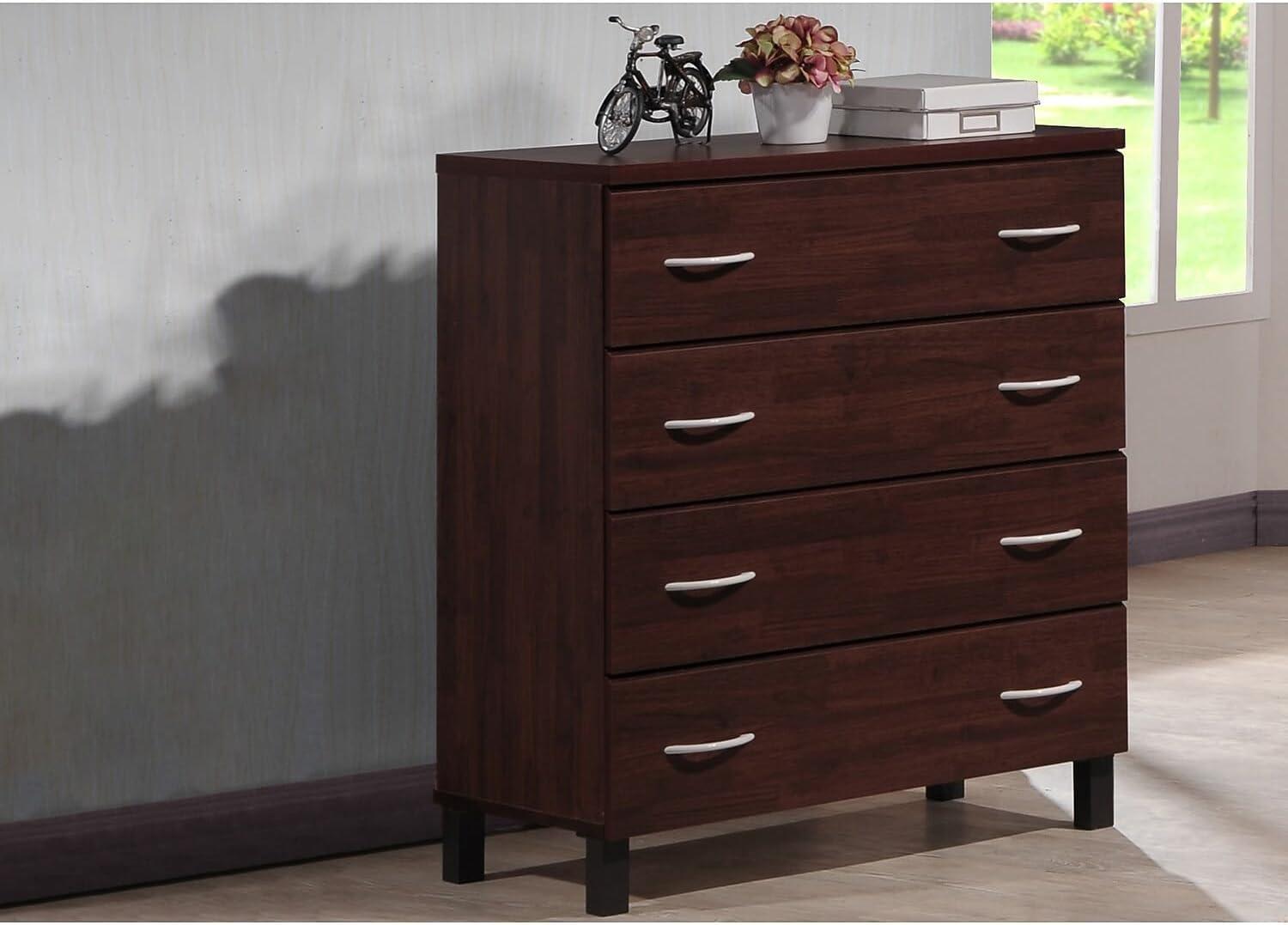 Mayson Modern and Contemporary Wood 4 Drawer Storage Chest Oak Brown Finish - Baxton Studio