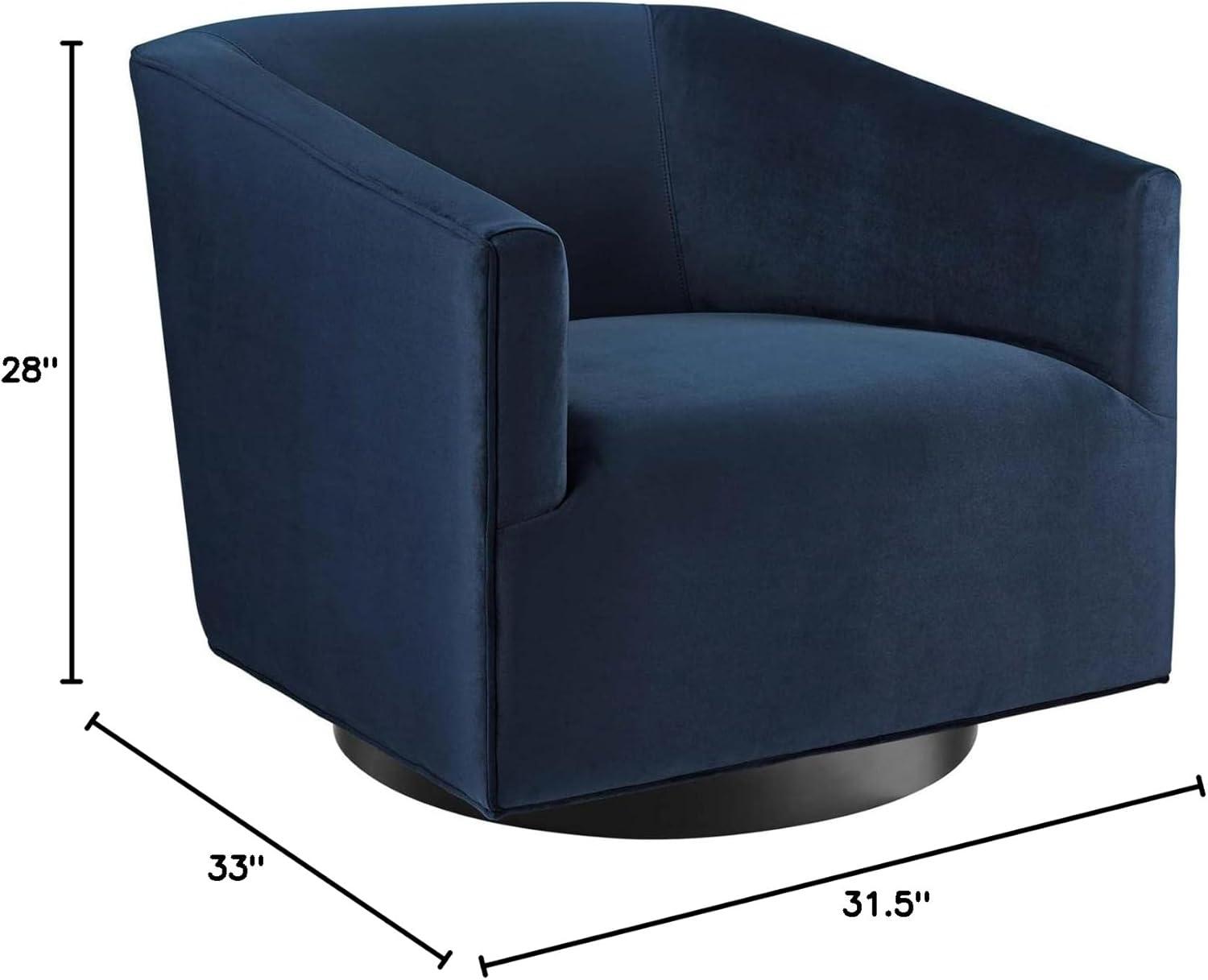 Modway Twist Performance Velvet Accent Lounge Swivel Chair in Midnight Blue