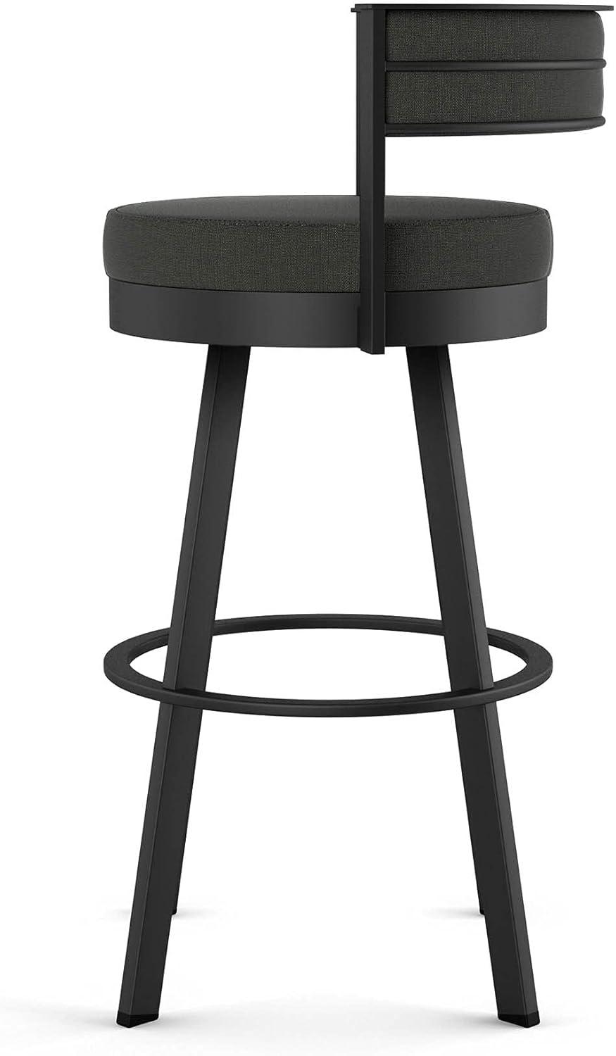 Amisco Browser Upholstered Counter Height Barstool Gray/Black: 10-Year Warranty, Steel Frame, Polyester
