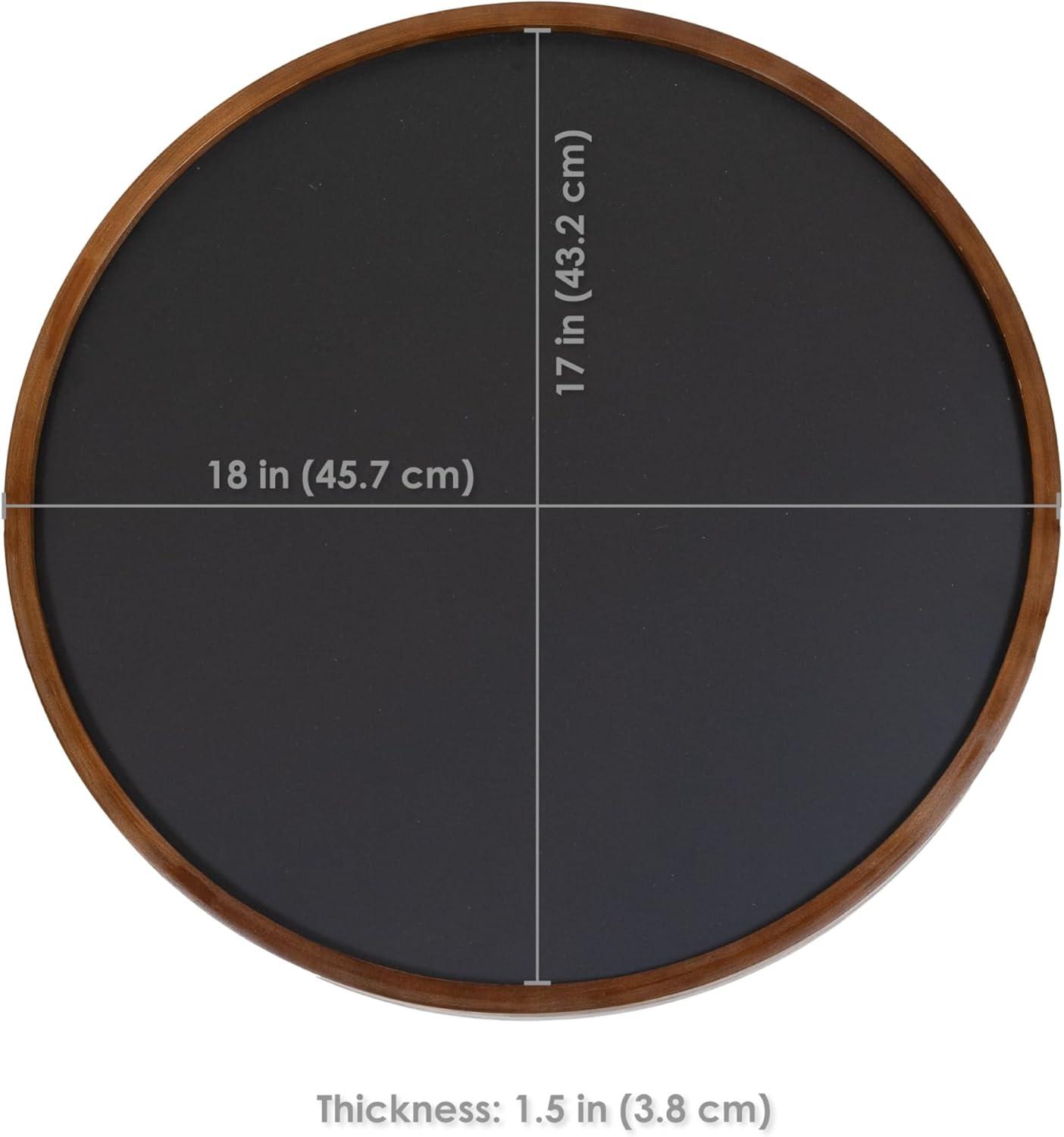 Inbox Zero Round Magnetic Wall Chalkboard With Rustic Brown Frame