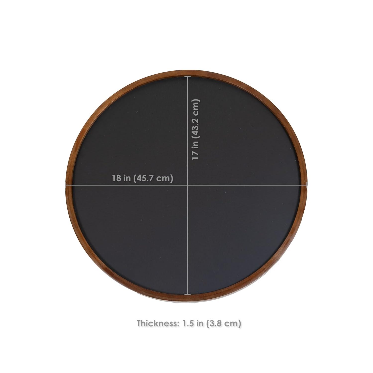 Inbox Zero Round Magnetic Wall Chalkboard With Rustic Brown Frame