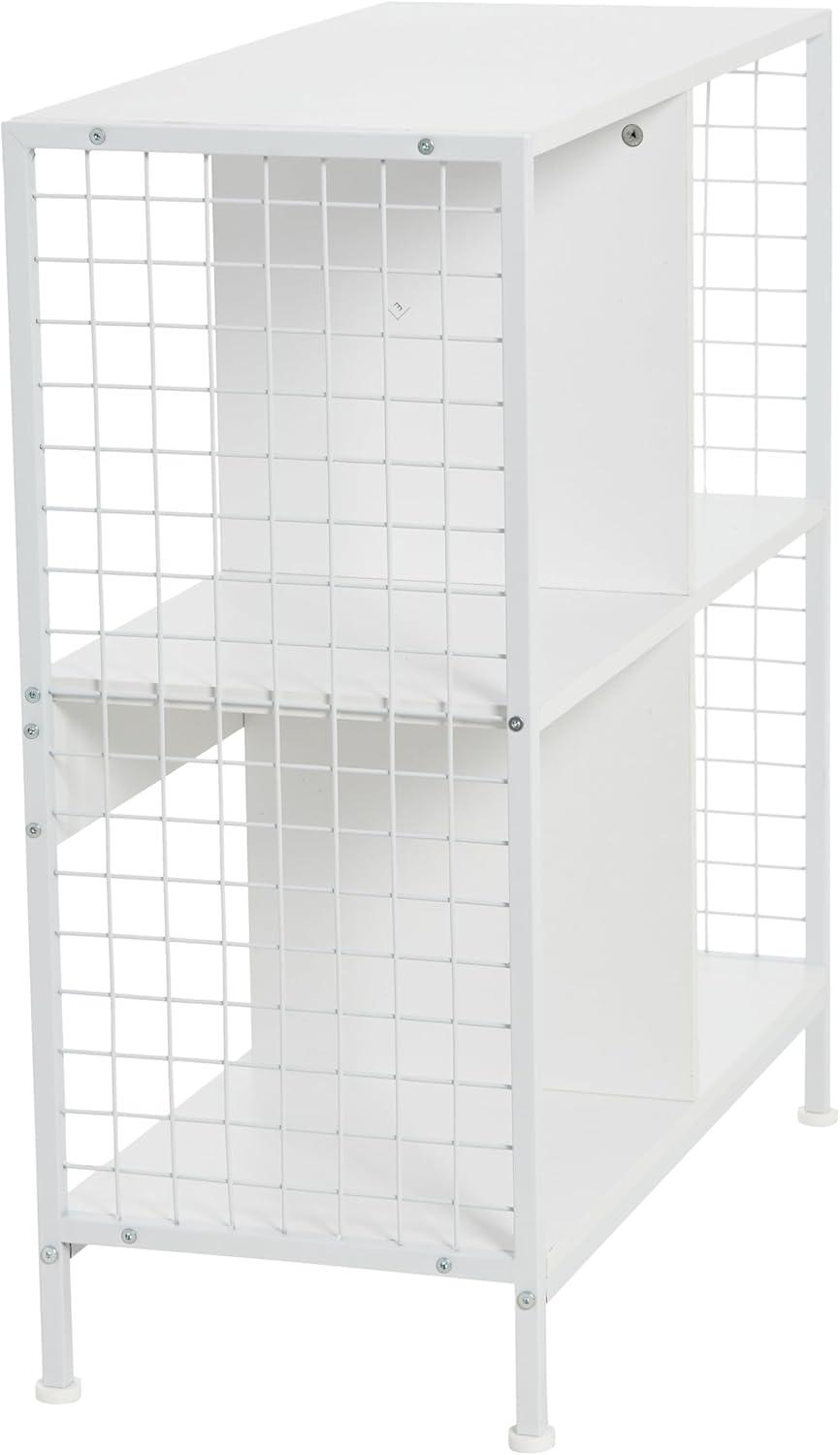 Household Essentials 4 Cube Storage Wall Unit with Metal Base, Scandinavian White