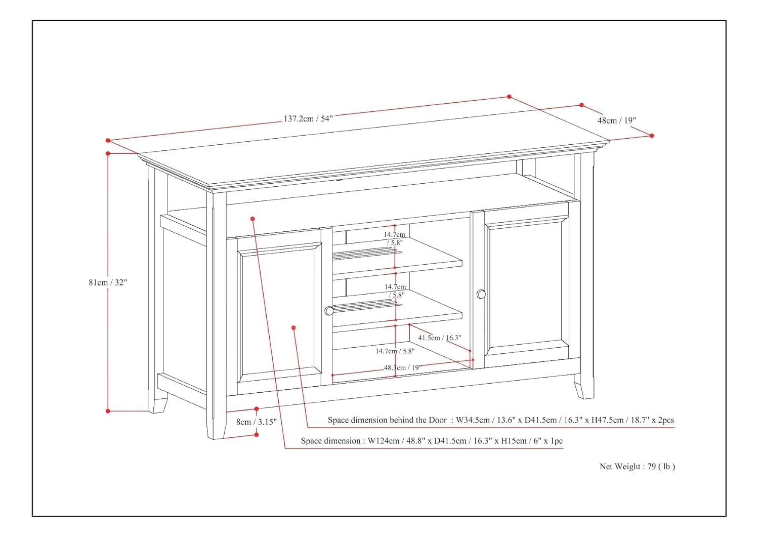 Simpli Home Amherst SOLID WOOD TV Media Stand  For TVs up to 60 inches