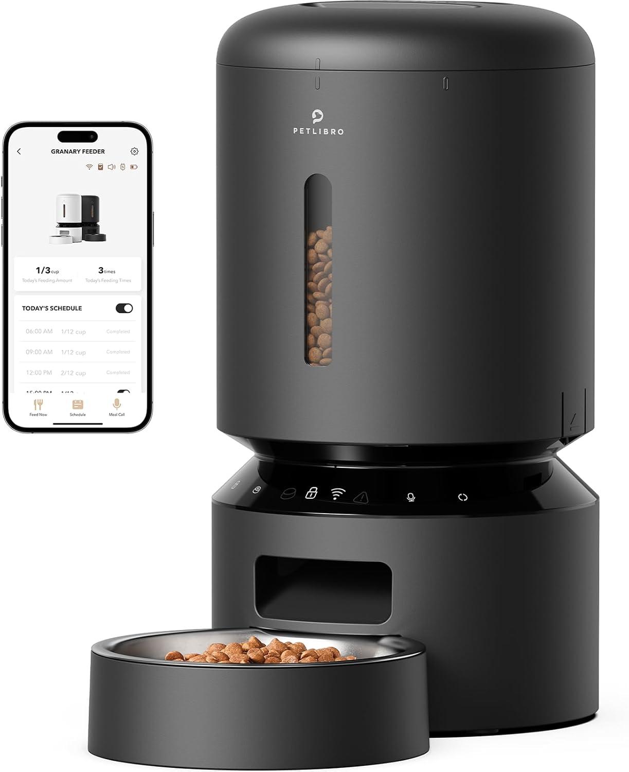 Granary Black Stainless Steel Automatic Pet Feeder with WiFi