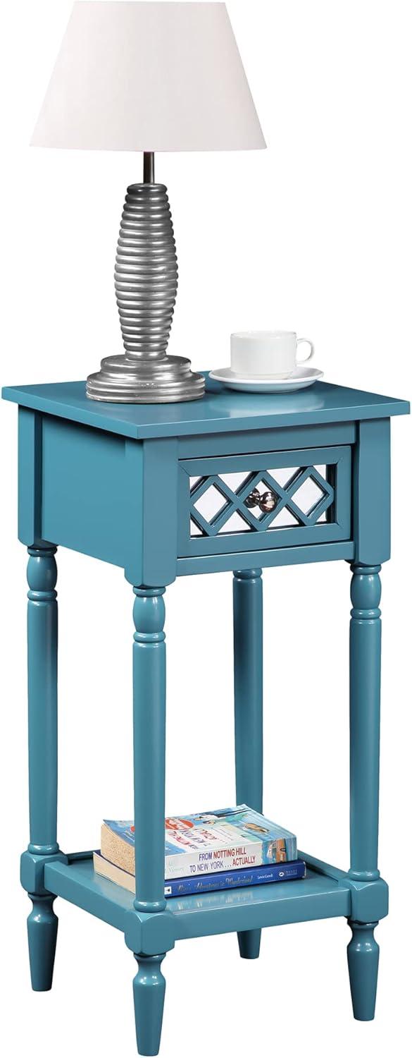 Convenience Concepts French Country Khloe Deluxe 1 Drawer Accent Table with Shelf, Blue