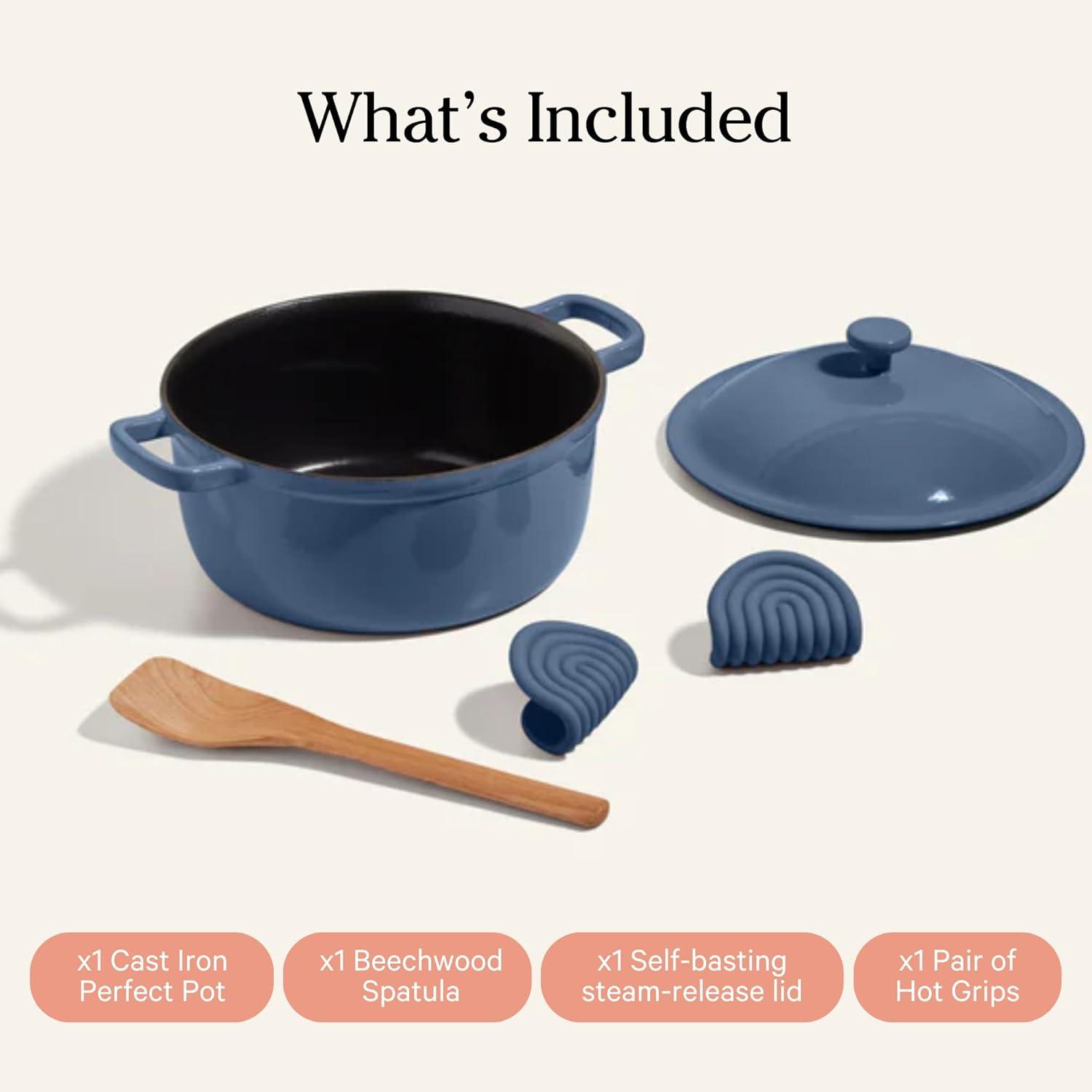 Our Place 5.5qt 10.5" Cast Iron Perfect Pot - Spice: Cookware, Enamel, Hand Wash, Non-Induction, Gas, Electric Compatible